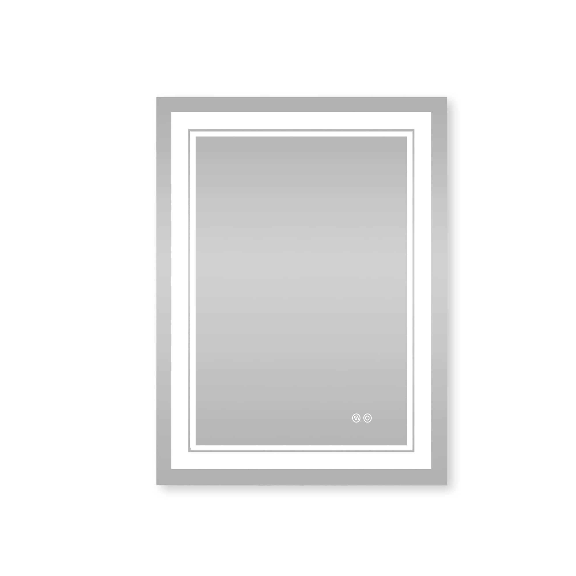 WELLFOR WB#EMI-04A-2432 24-in x 32-in Beveled Frameless Rectangle Dimmable LED Lighted Fog Free Bathroom Vanity Mirror ( Silver )