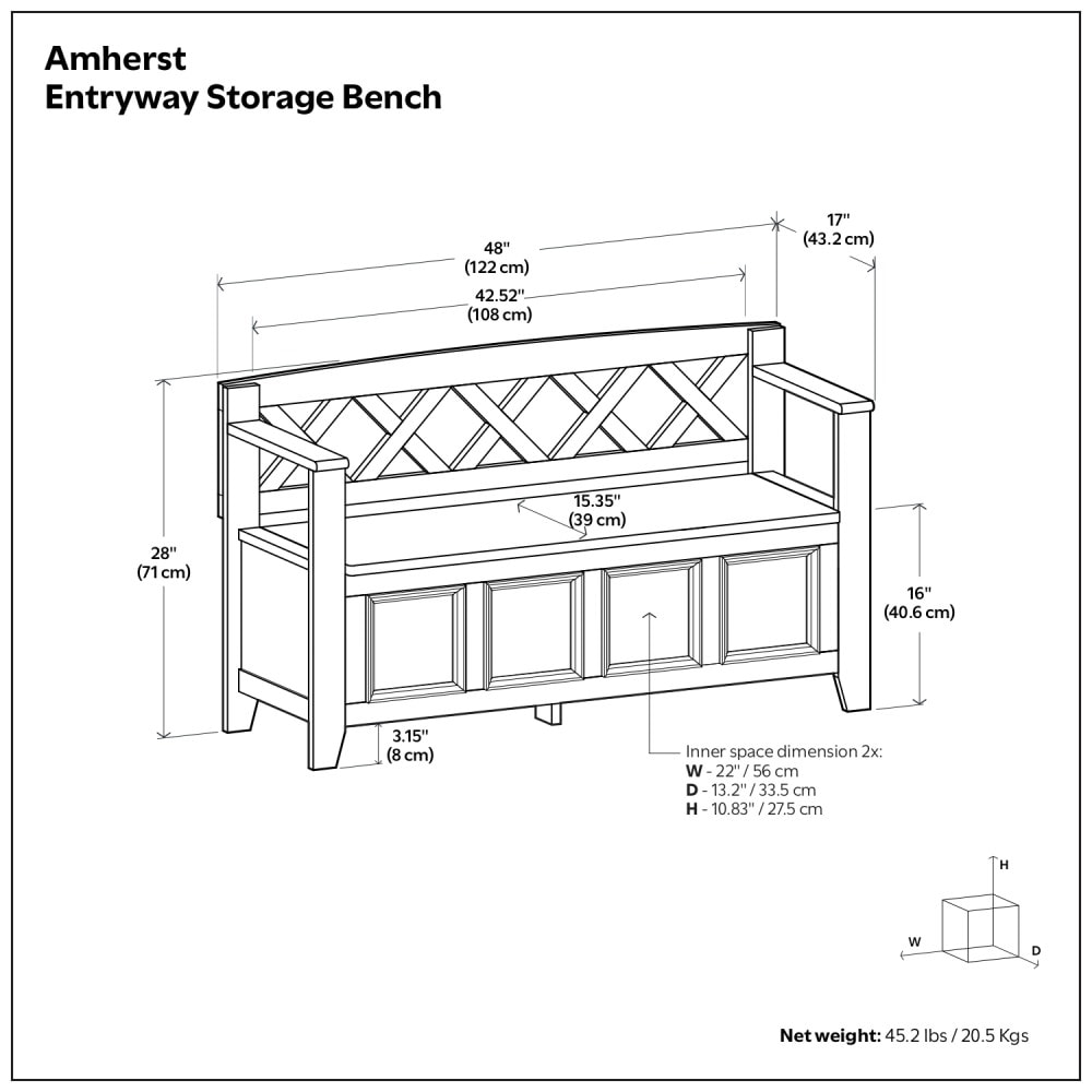 Simpli Home AXCAMH13-GR bench - View #5