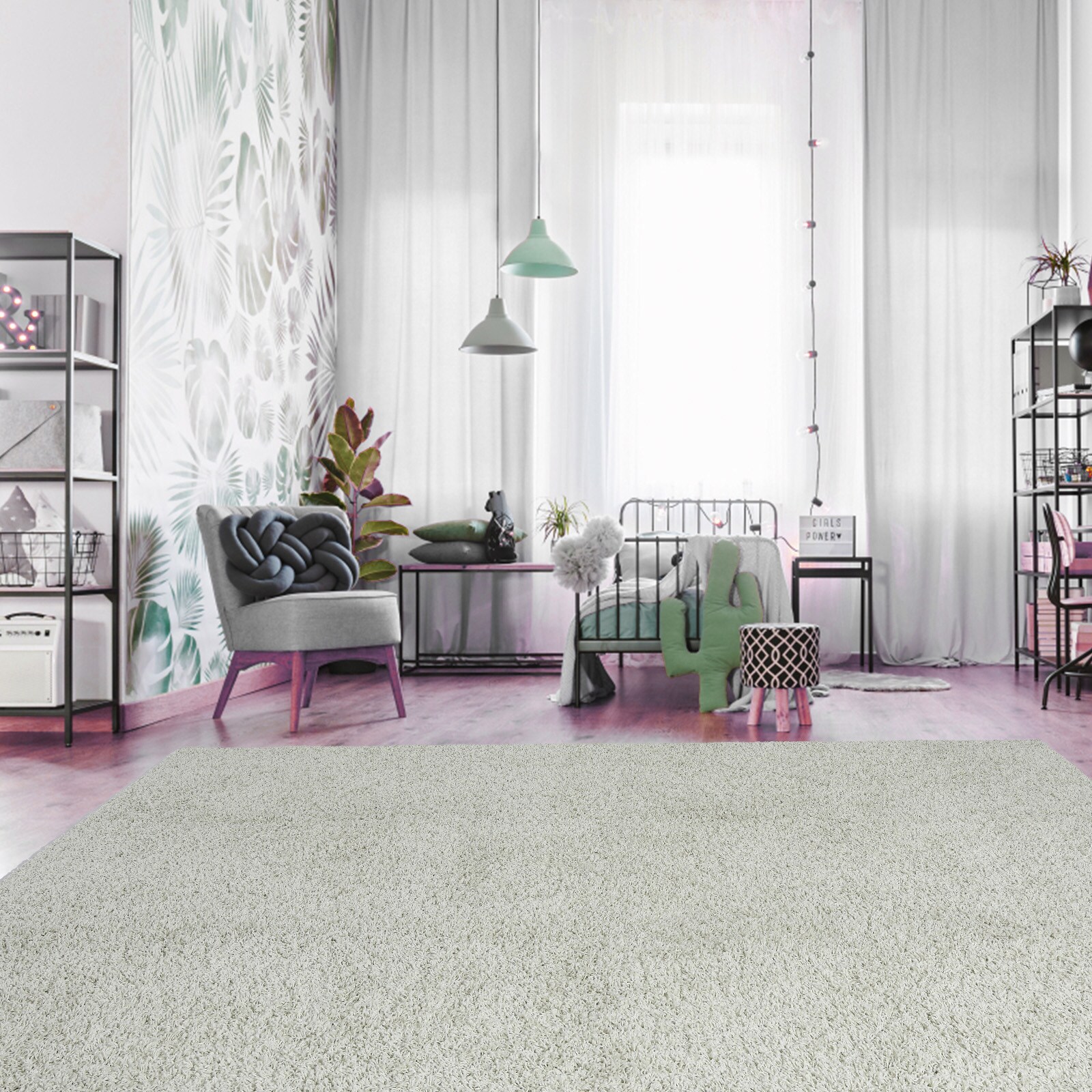 Garvee YXY-LO-PHO-0RQY2KDS 12 x 18 (ft) Loomed Polyester Oatmeal Rectangular Indoor Solid Mid-Century Modern Machine washable Area rug