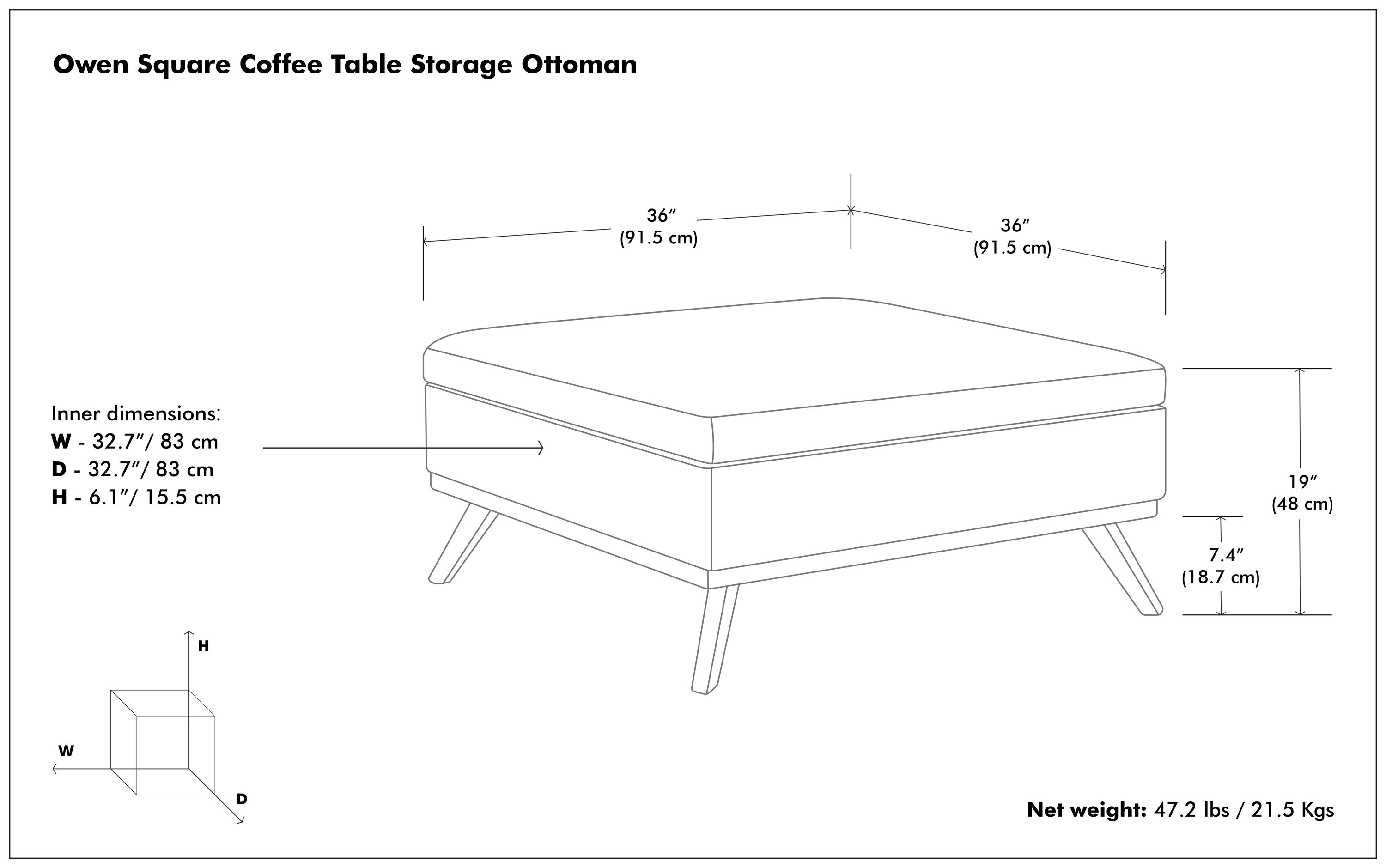 Owen 36" Distressed Grey Taupe Faux Leather Storage Ottoman