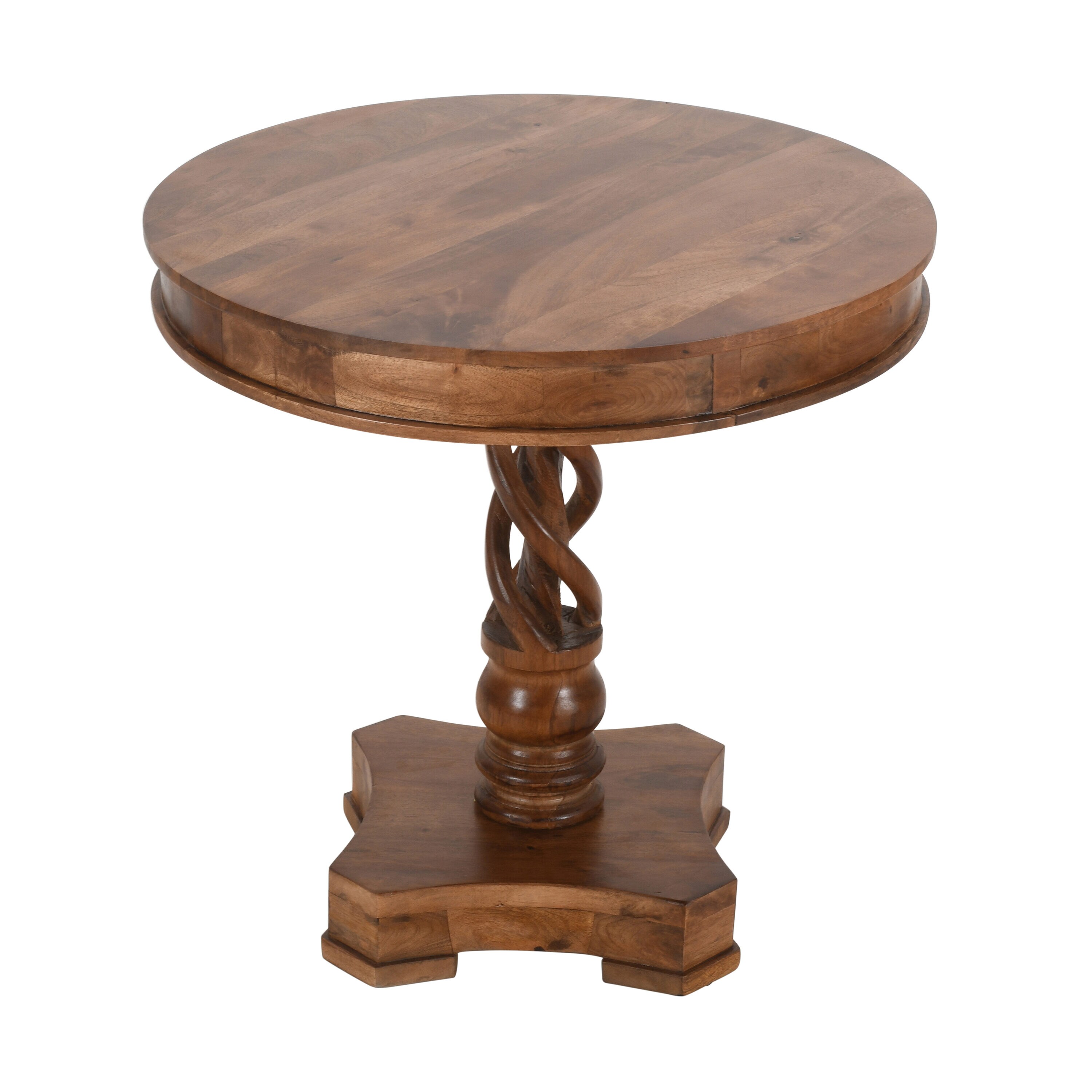 Benzara Brown Round Contemporary/Modern Dining Table, Wood Pedestal ...