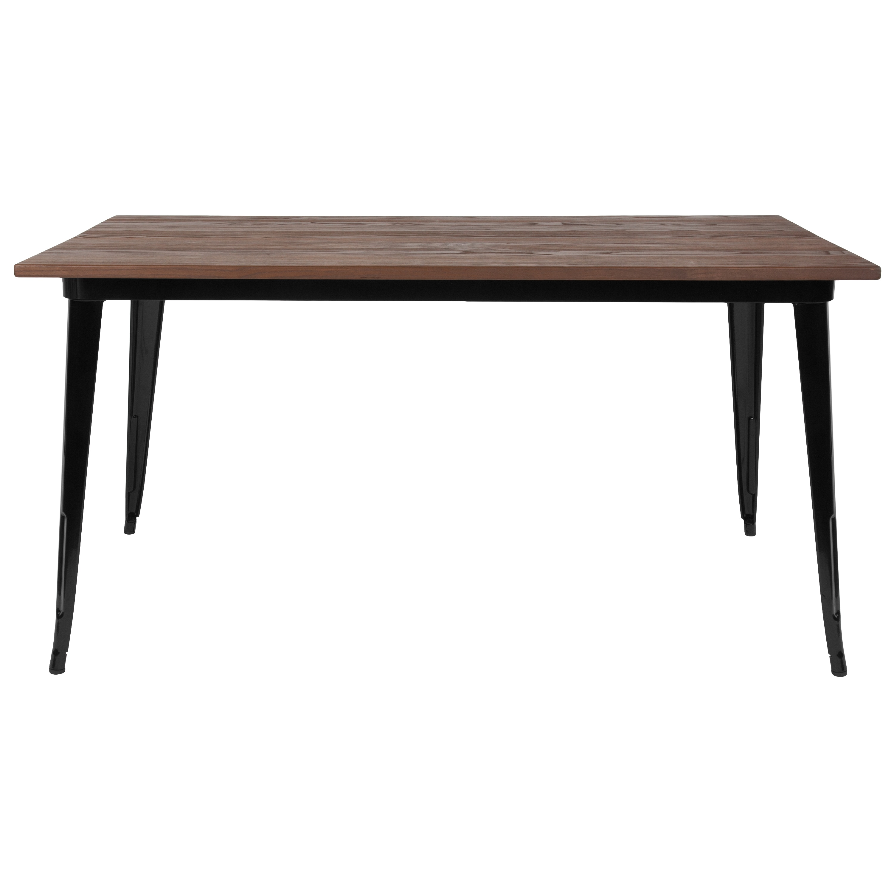 Rustic Elmwood 60'' Black Metal Rectangular Cafe Dining Table