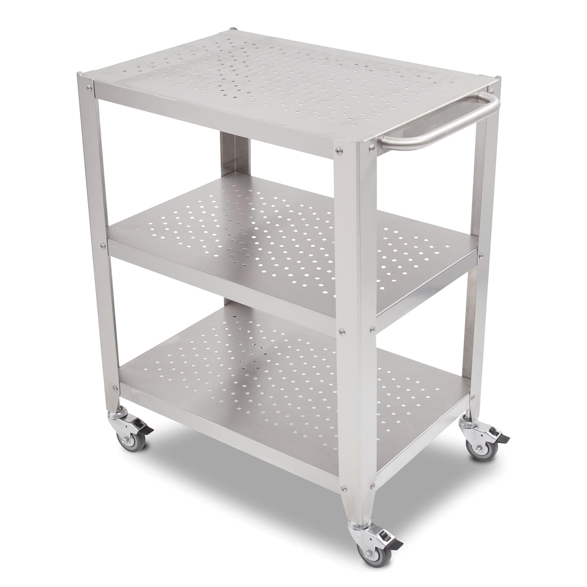 Maple Wood Butcher Block Kitchen Cart with Stainless Steel Frame