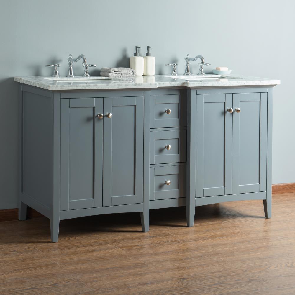 Stufurhome 60-in Gray Undermount Double Sink Bathroom Vanity with ...