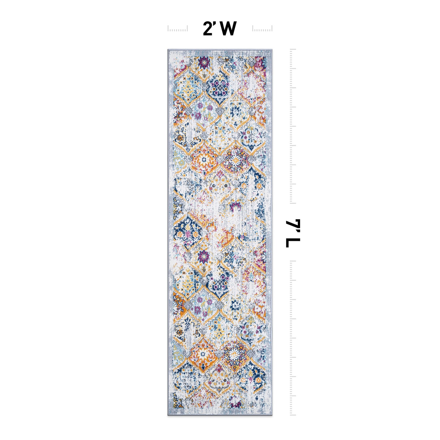 World Rug Gallery WR42MULTI2X7 Brooklyn 2 x 7 (ft) Flatweave Multi Rectangular Indoor Distressed/Overdyed Bohemian/Eclectic Pet Friendly Runner rug