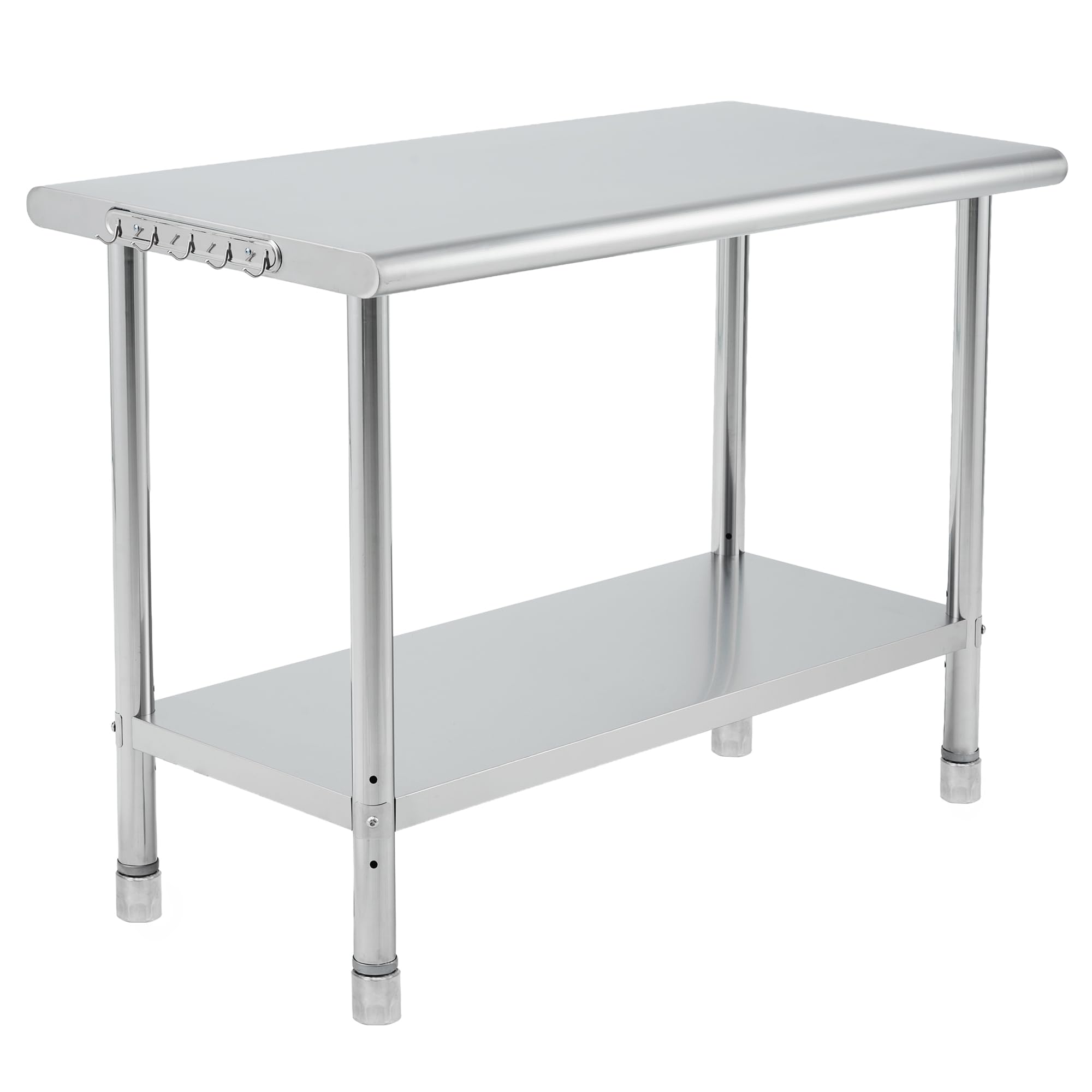 Garvee 60 x 24 x 35 Inch Stainless Steel Commercial Work Table with Arc Edge and Adjustable Feet Heavy Duty Kitchen Prep Table for Restaurant and Food Prep