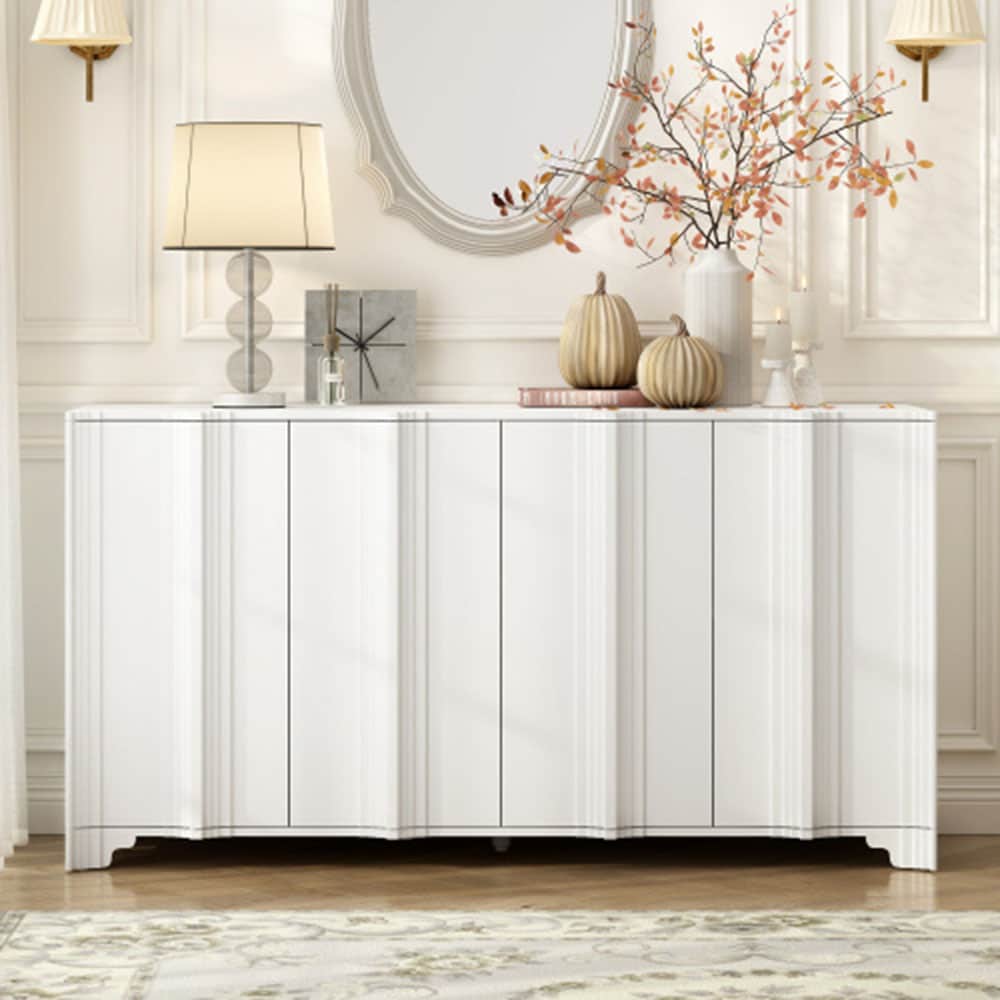 Oaks Decor OAN711438K Storage Cabinet Sideboard Contemporary/Modern White Sideboard