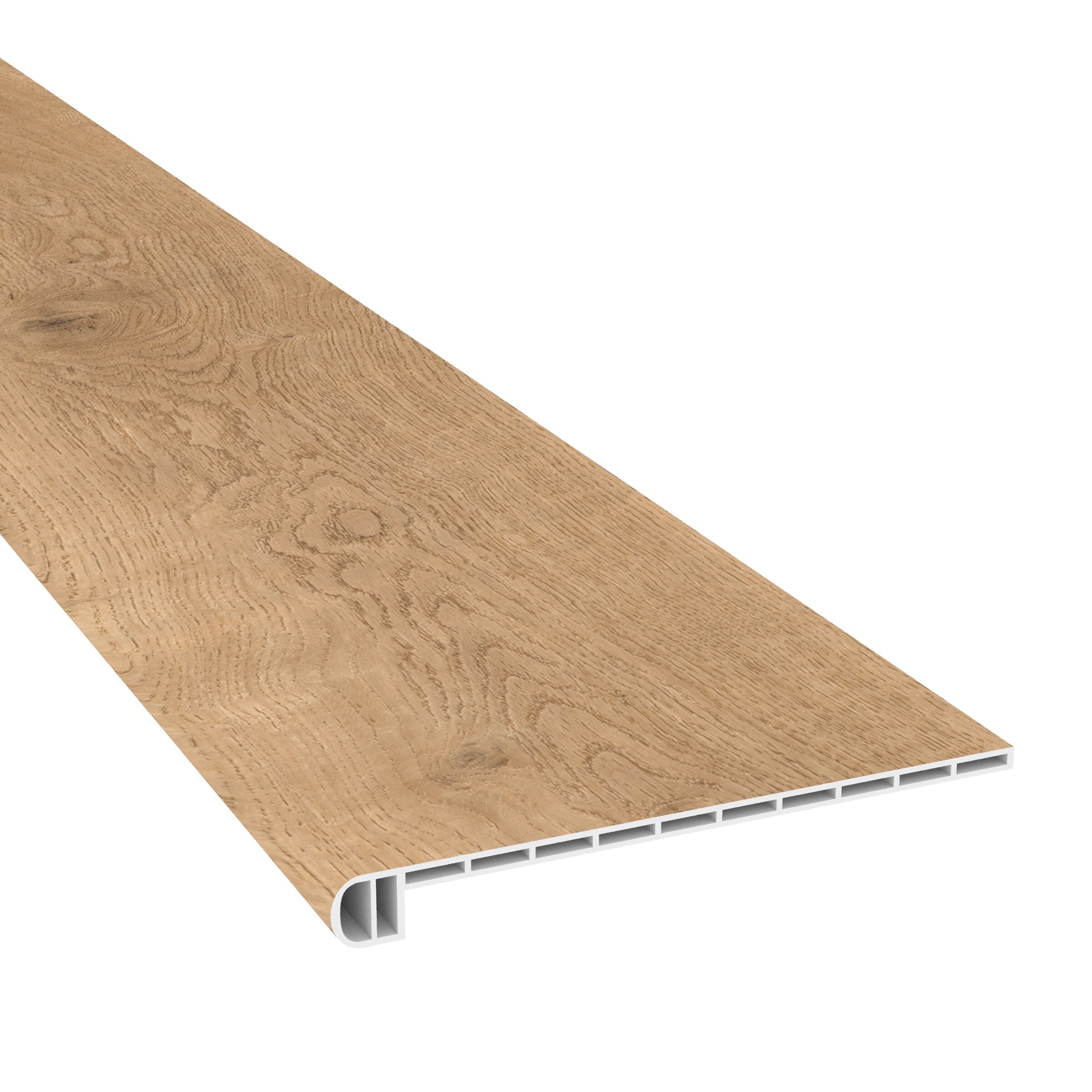 CALI 7902601021 Legends 49.8-in x 12.2-in x 1.73-in South Wind Oak Vinyl Oak Bullnose Stair Tread