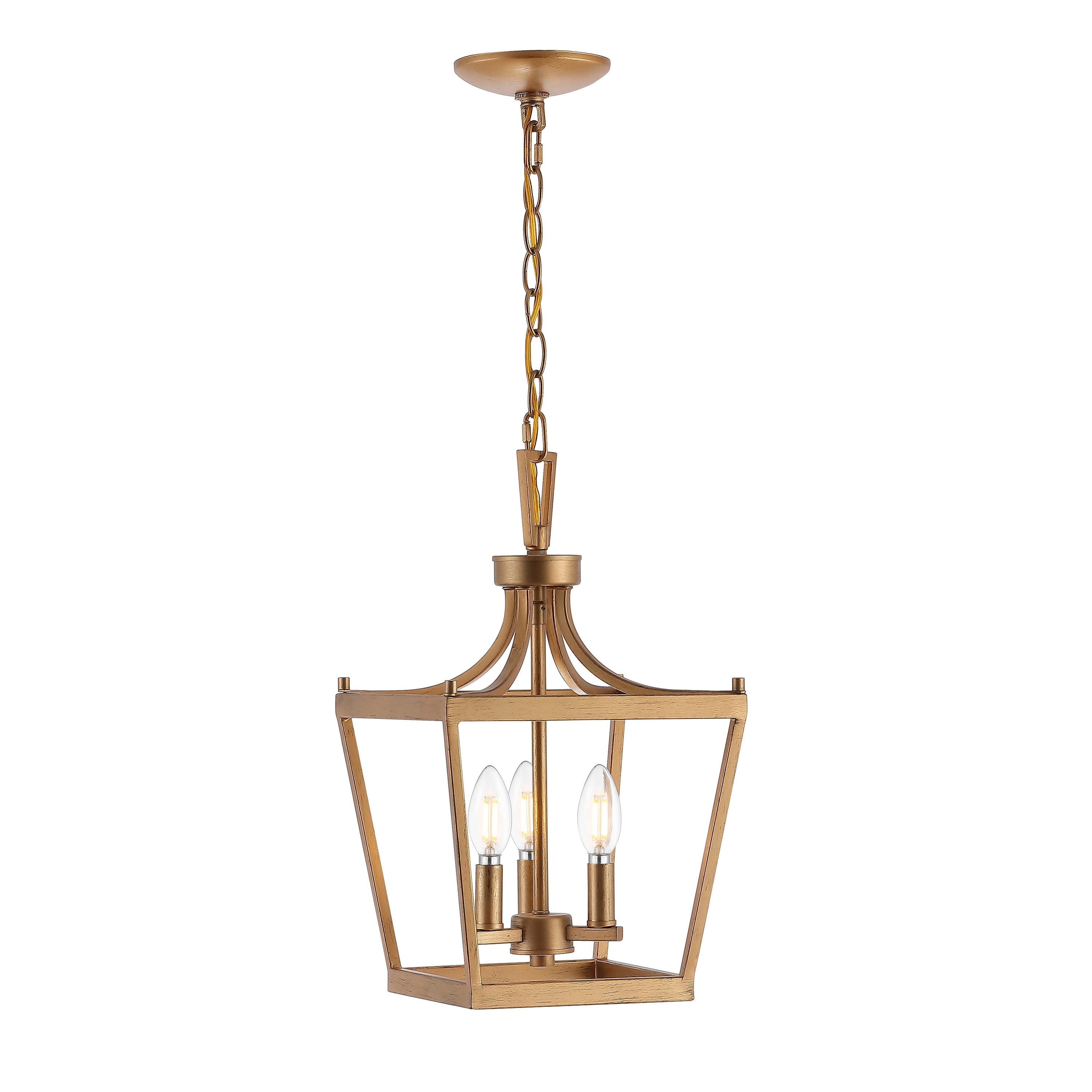 Safavieh Larton 3-Light Gold Painted Rustic Lantern LED Medium Hanging ...