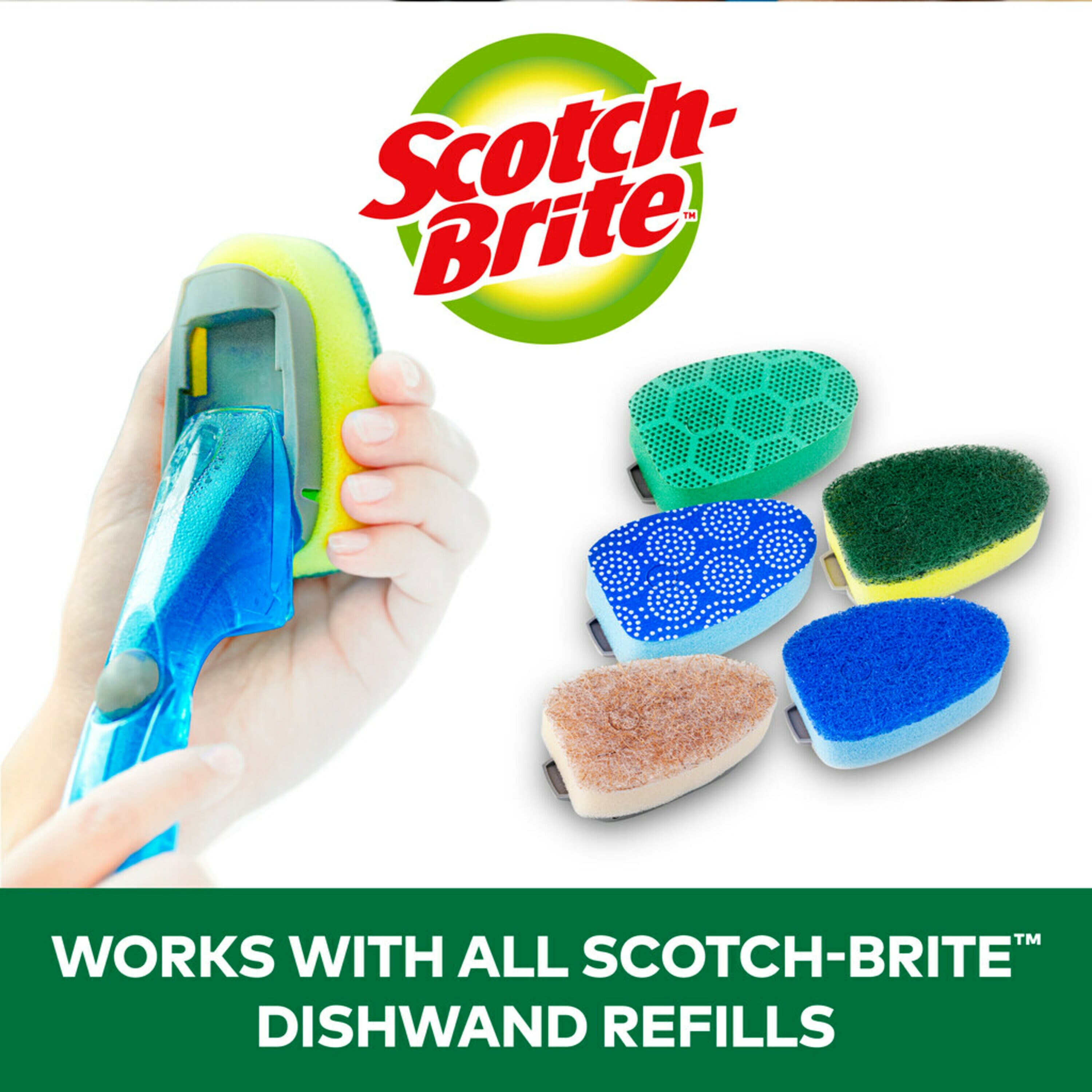 Scotch-Brite Advanced Soap Control Dishwand Brush Scrubber, Antibacterial*  Dish Wand Brush with Soap Dispenser with Dishwand Brush Refil, 3 Pack