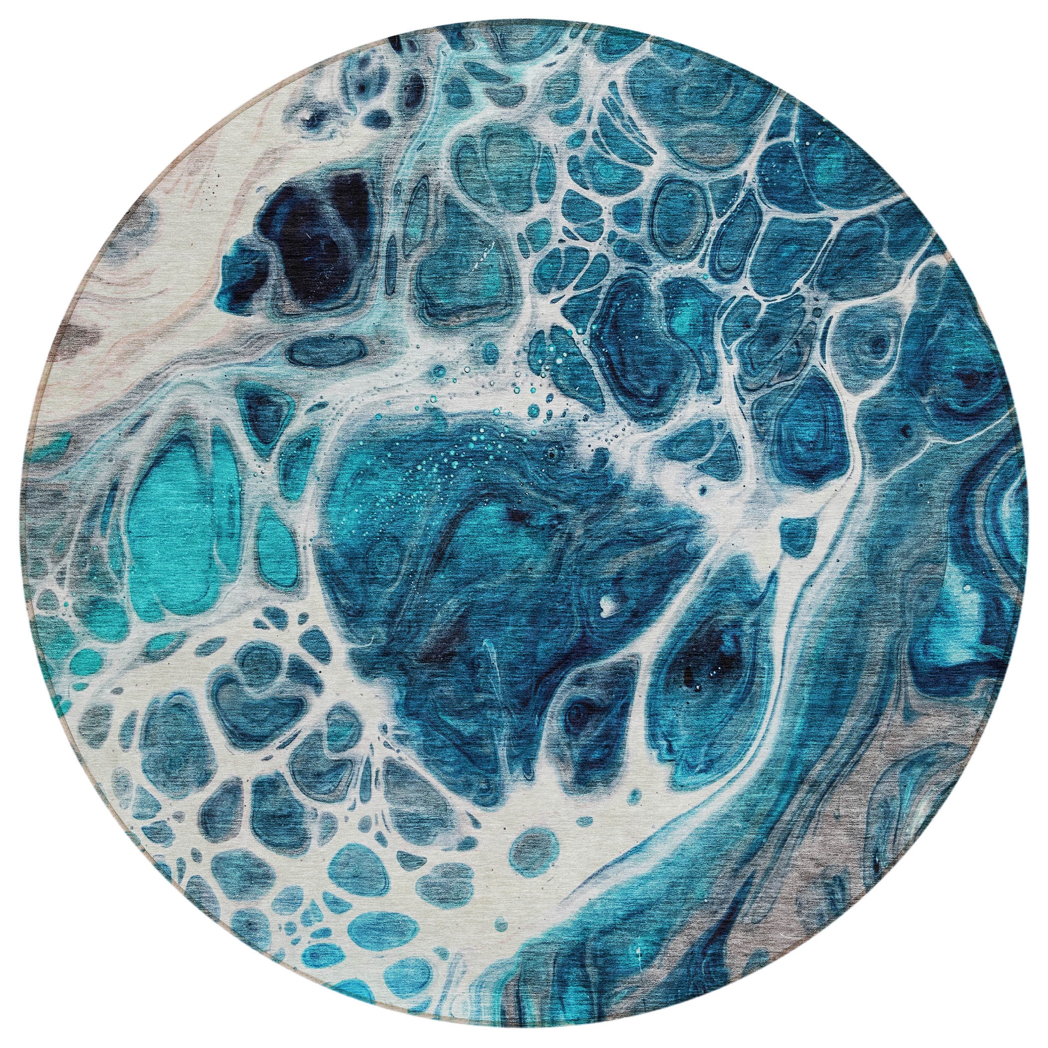 Addison Rugs ACN682TE8RO Chantille ACN682TE 8 x 8 (ft) Polyester Teal Round Indoor/Outdoor Geometric Machine washable Area rug
