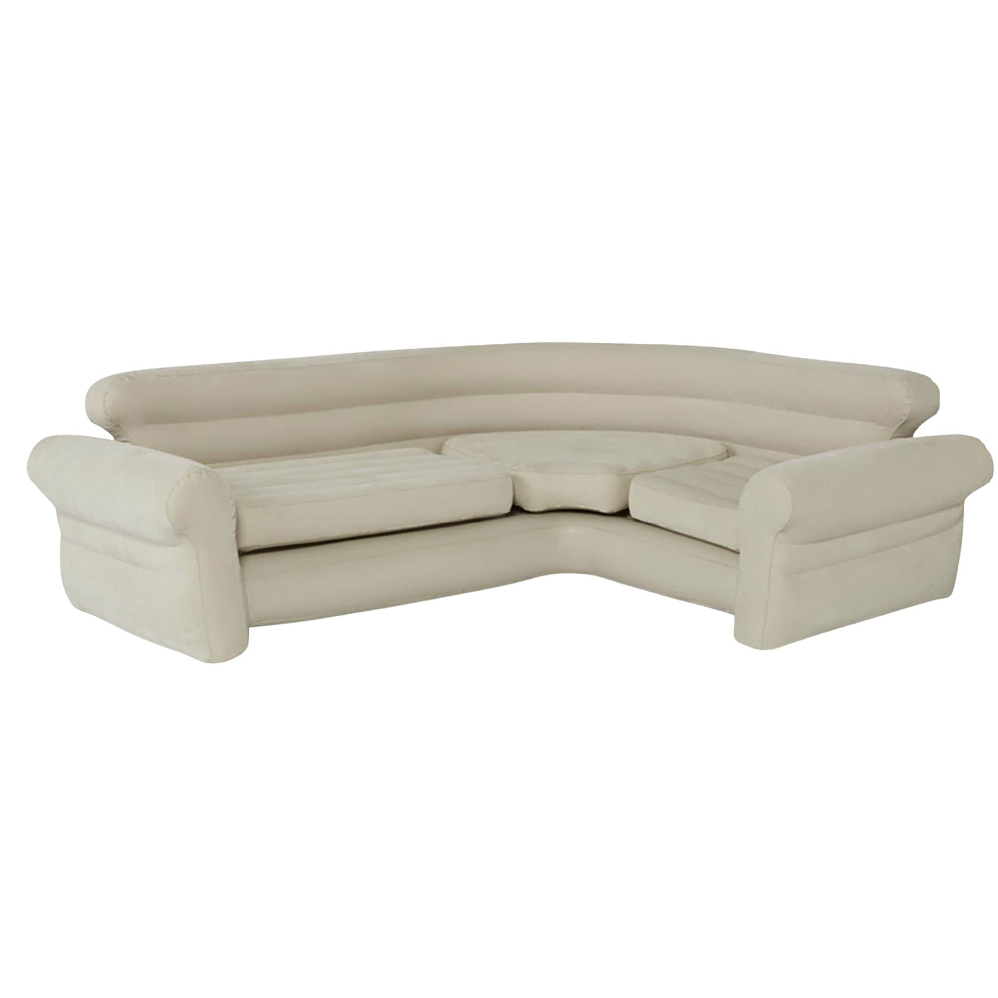 Intex 56064 Inflatable Corner Living Room Air Mattress Sectional Sofa Couch Beige