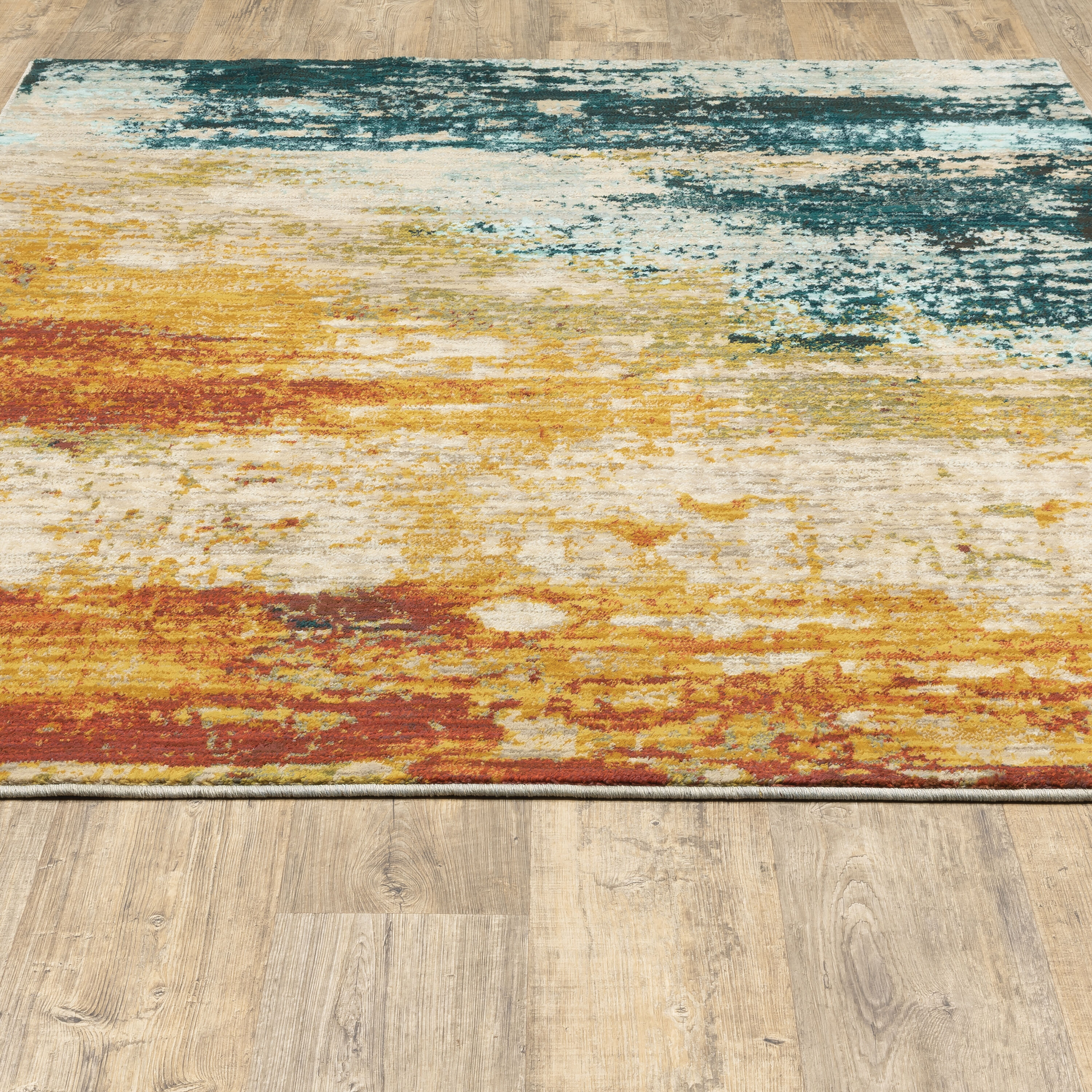 Sedona Midnight Teal & Saffron Oriental Area Rug, 7'10" x 10'10"