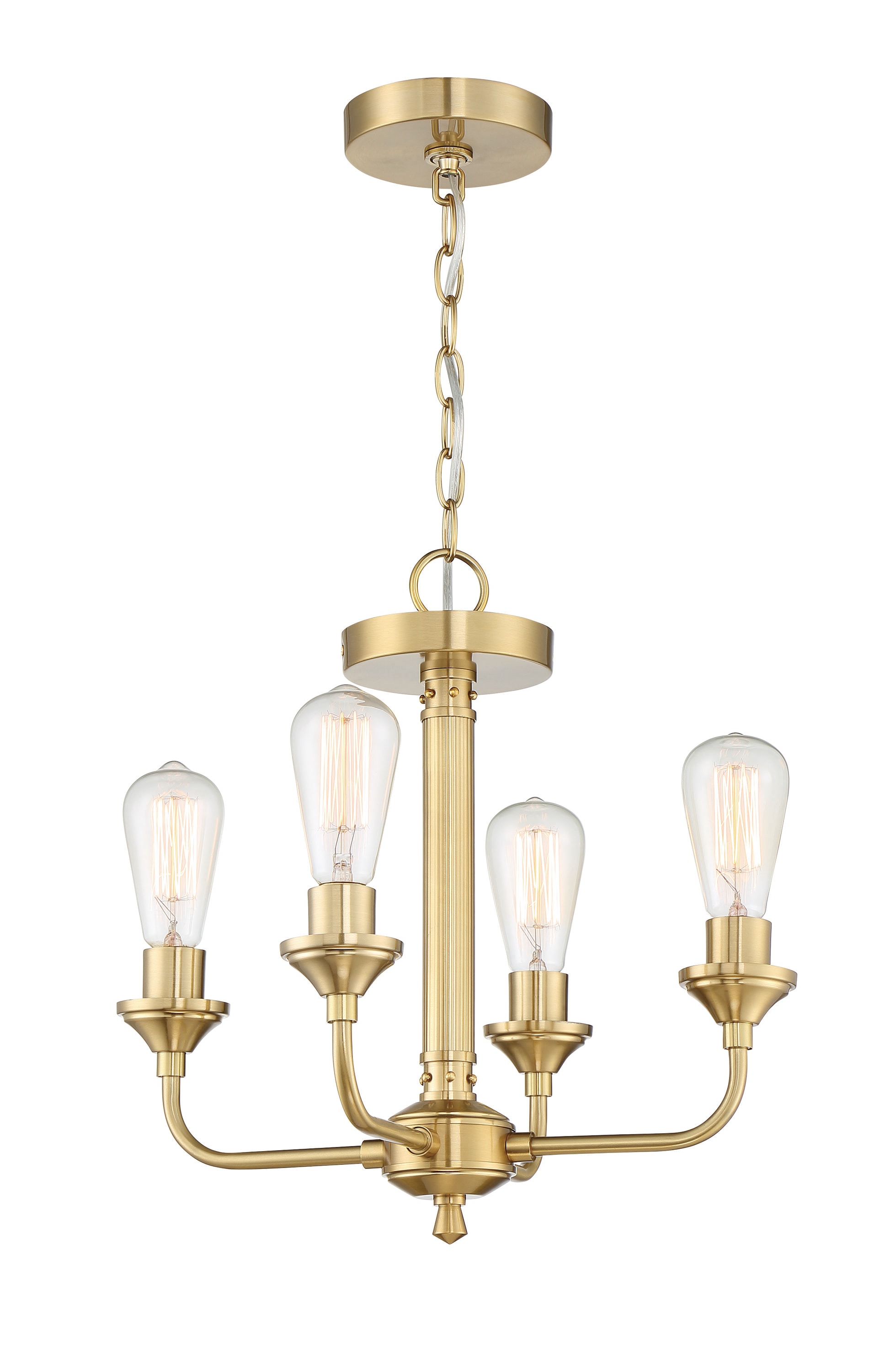 Craftmade 53054-SB Bridgestone 4 -Light Satin brass Transitional Linear Medium Hanging Convertible pendant/Semi-flush