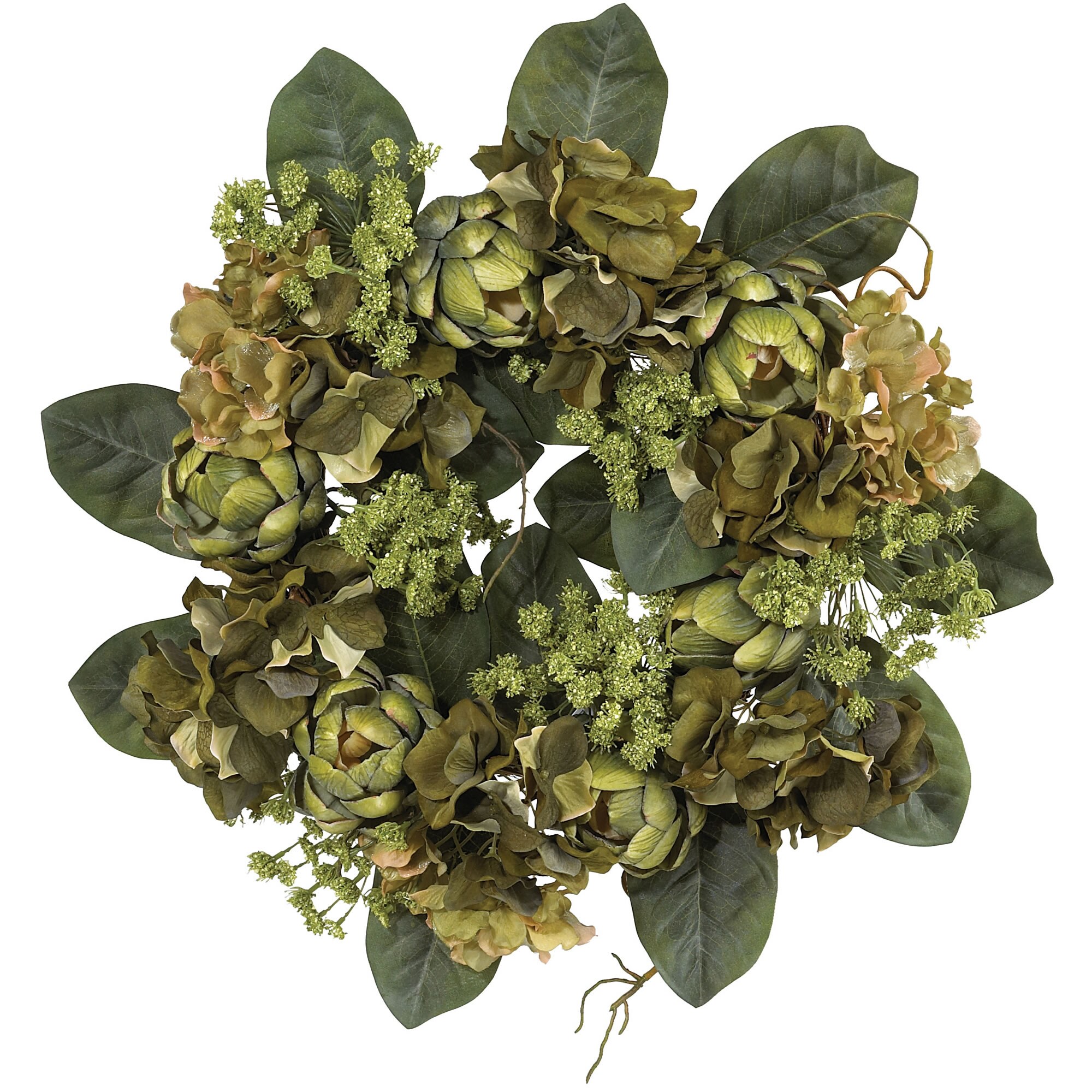 Nearly Natural 18-in Green Indoor Artificial Wreath in the Artificial  Plants & Flowers department at