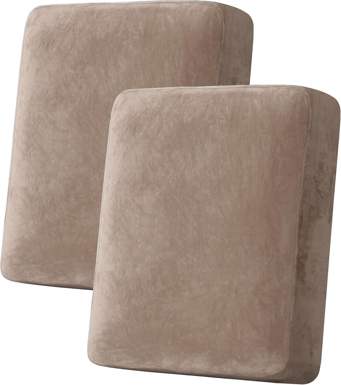 H.Versailtex -  Stretch velvet cushion cover 2-Cushion Loveseat Covers Taupe