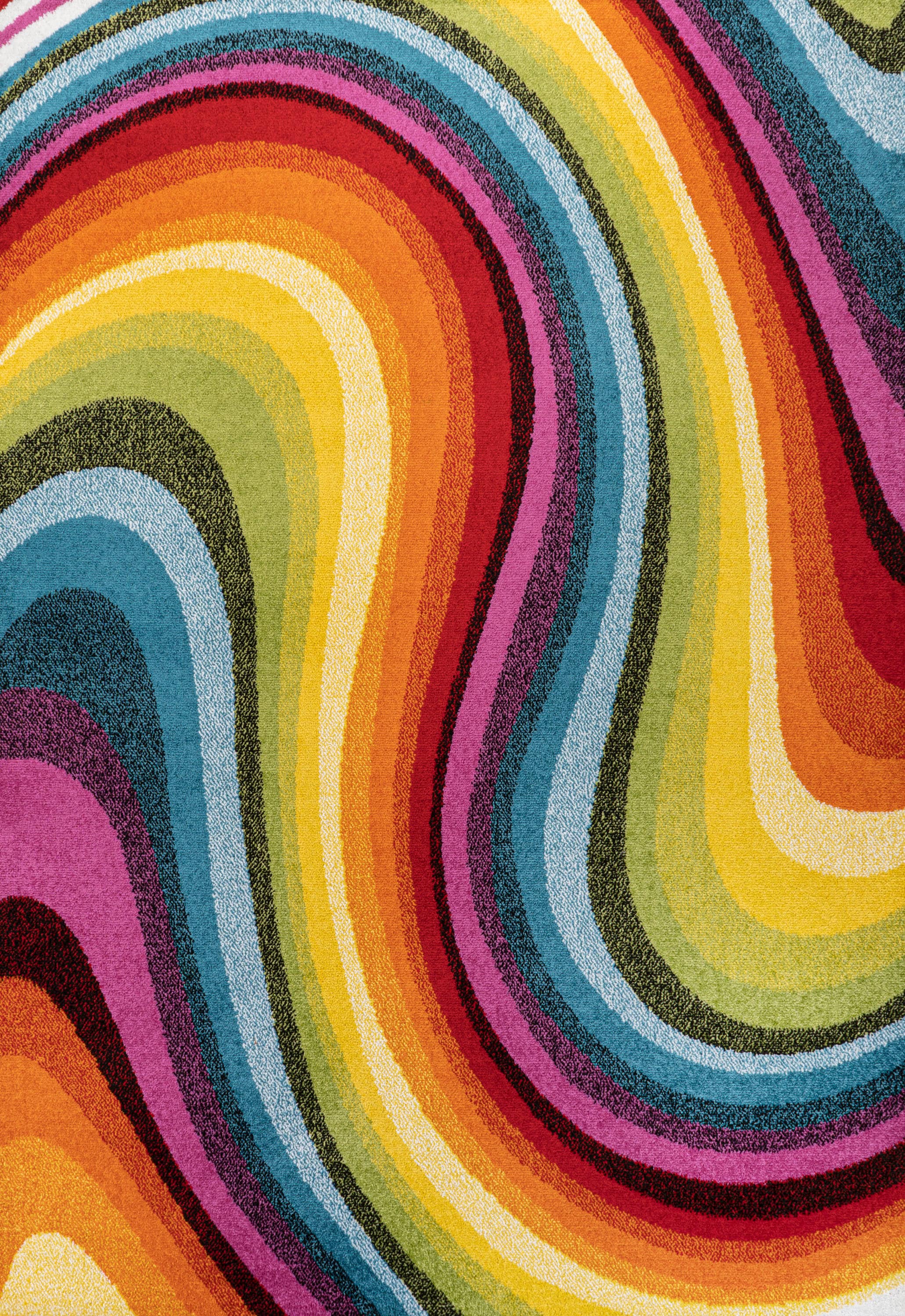Colorful Abstract Swirl Multicolor 5 x 8 Area Rug