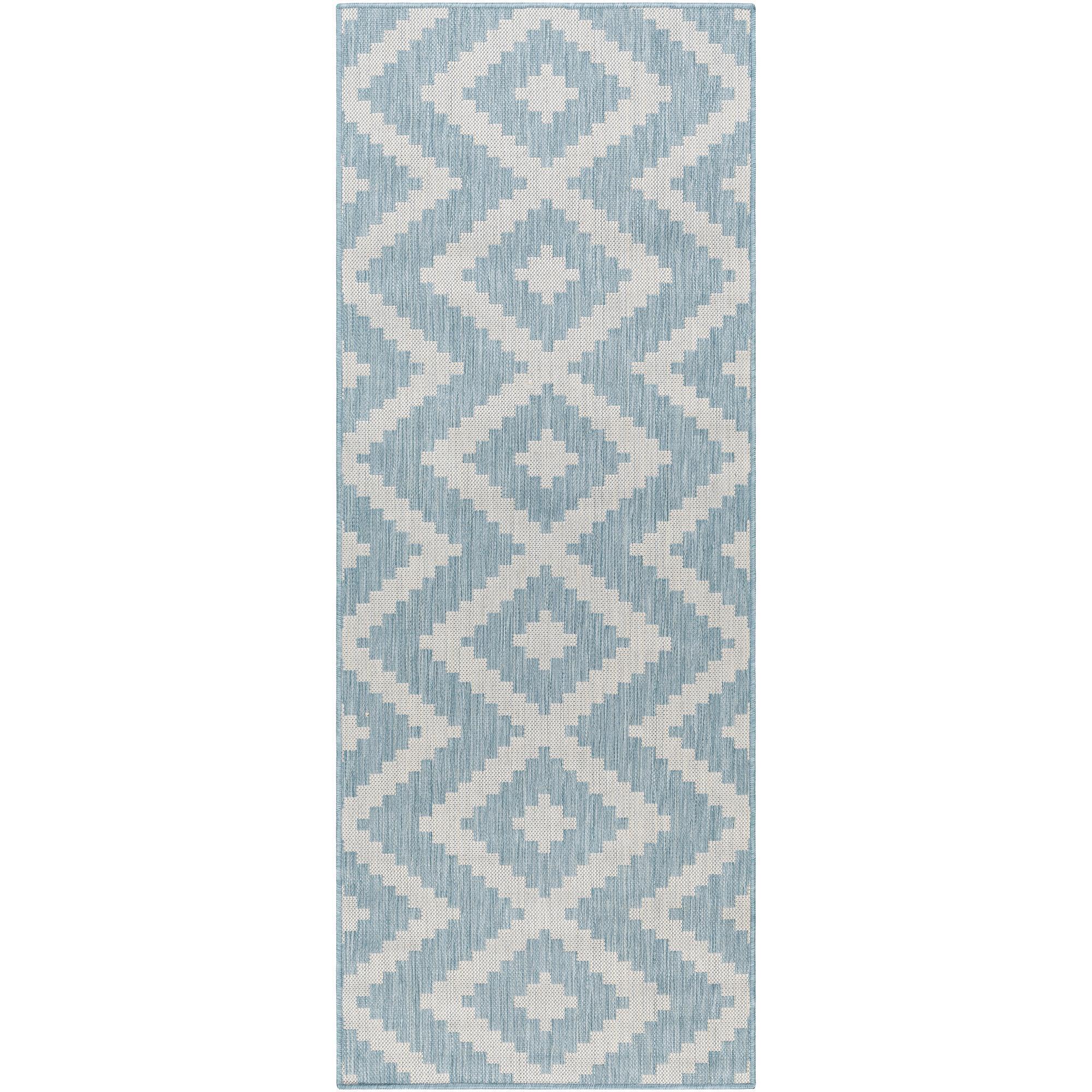 Livabliss LBH2315-2773 Long Beach 3 x 8 (ft) Polypropylene Aqua Rectangular Outdoor Chevron Global Runner rug