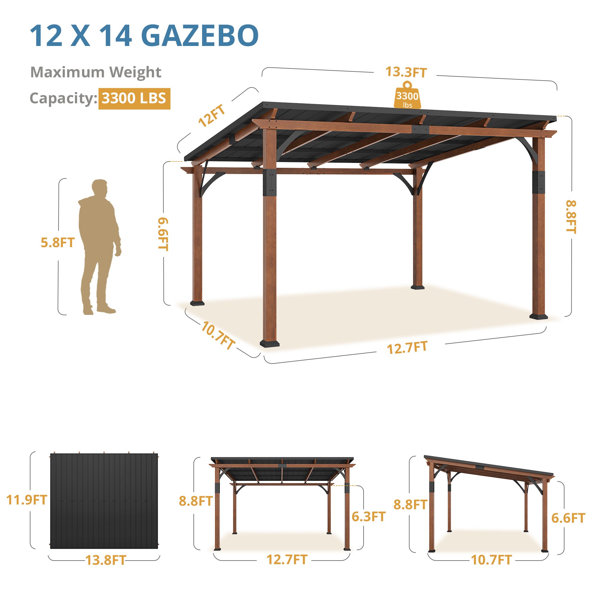 Yurevna QDL-BR-3 Wood-Resin-Gazebos - View #2