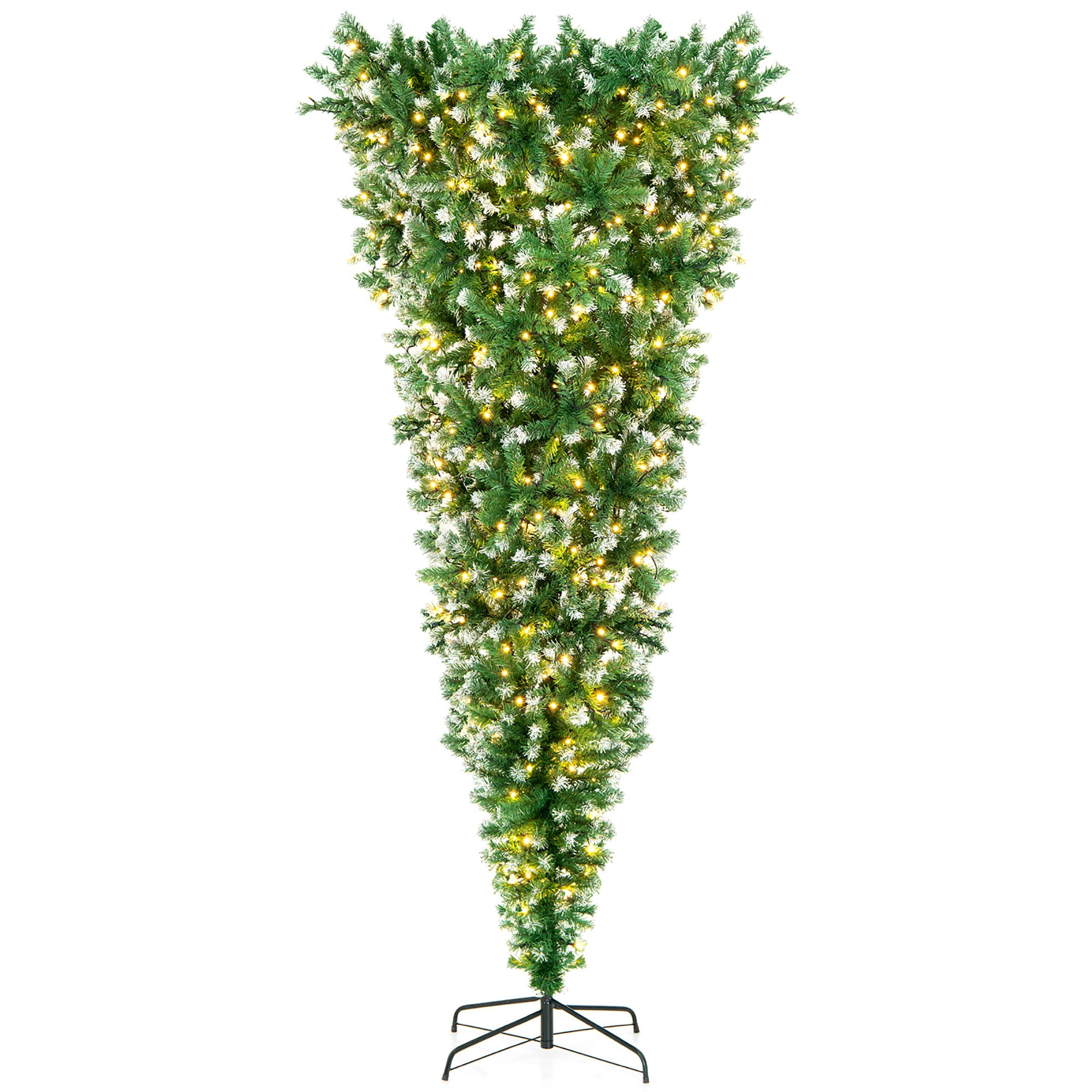 Goplus 7.5-ft Pre-lit Slim Upside-down Artificial Christmas Tree with ...