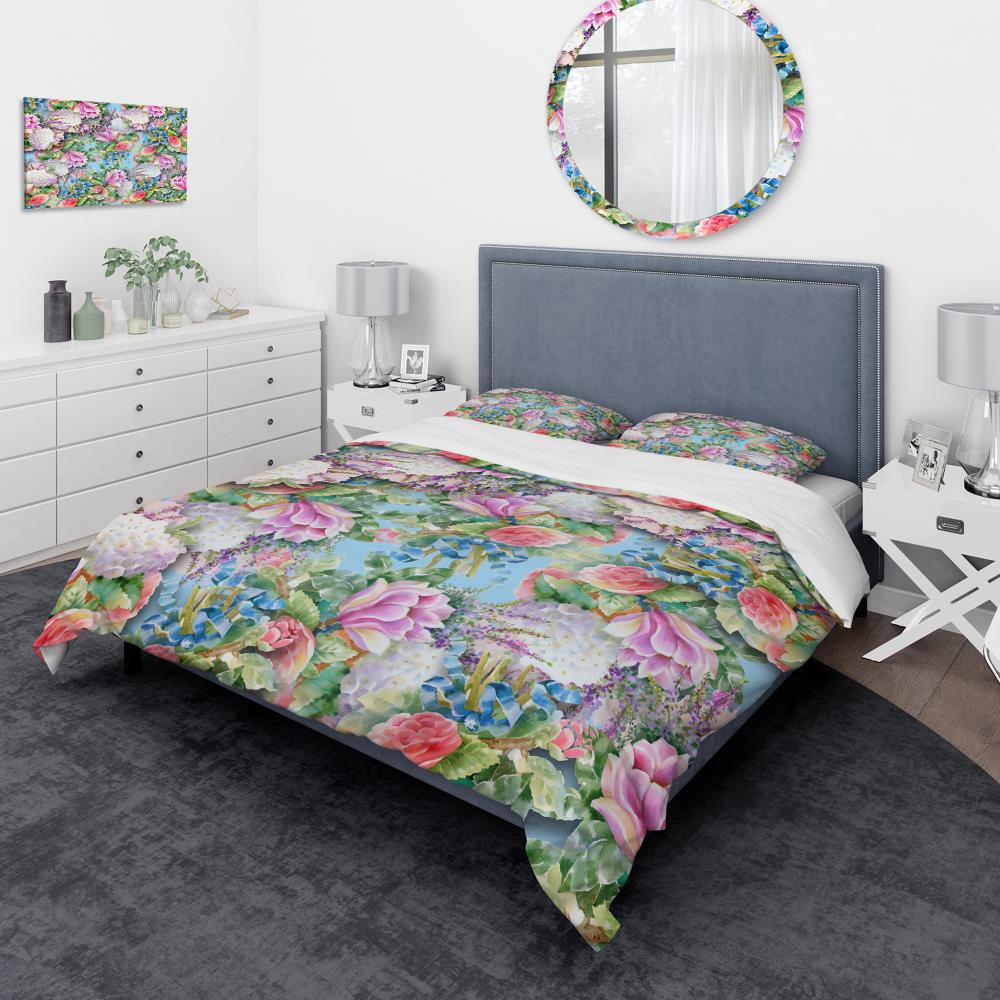 Designart BED13093-K 3 -Piece Blue King Duvet cover Set