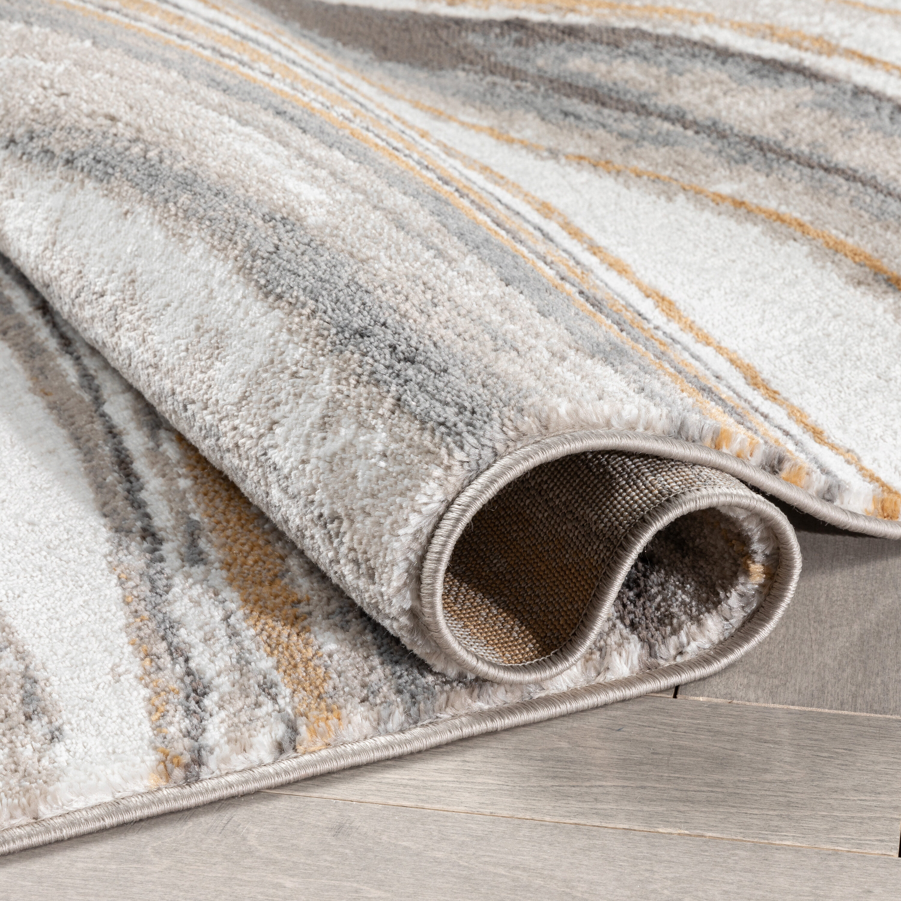Gray and Rust Abstract Geometric Polyester Indoor Area Rug