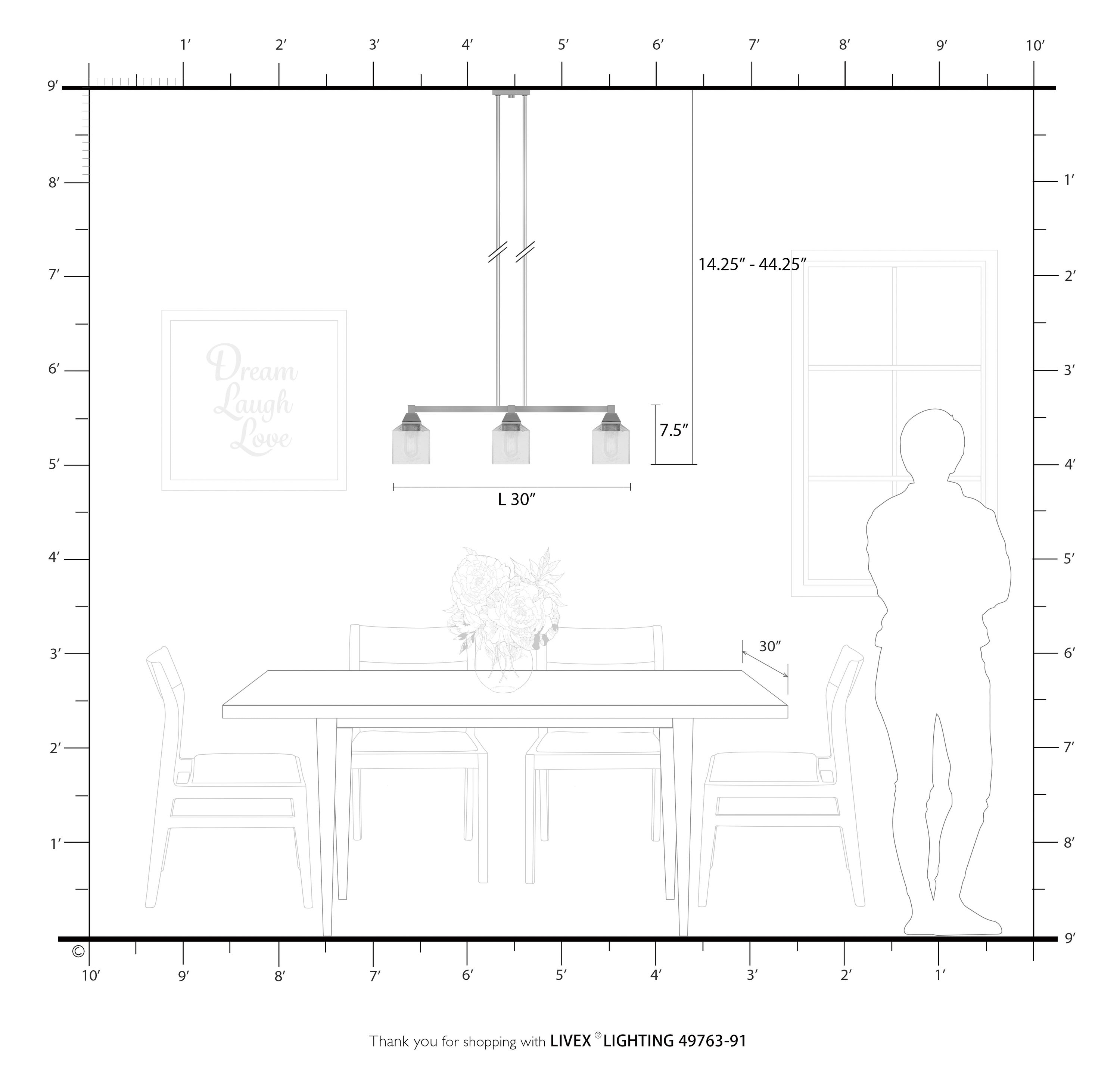 Aragon Brushed Nickel 3-Light Linear Chandelier with Clear Seeded Glass