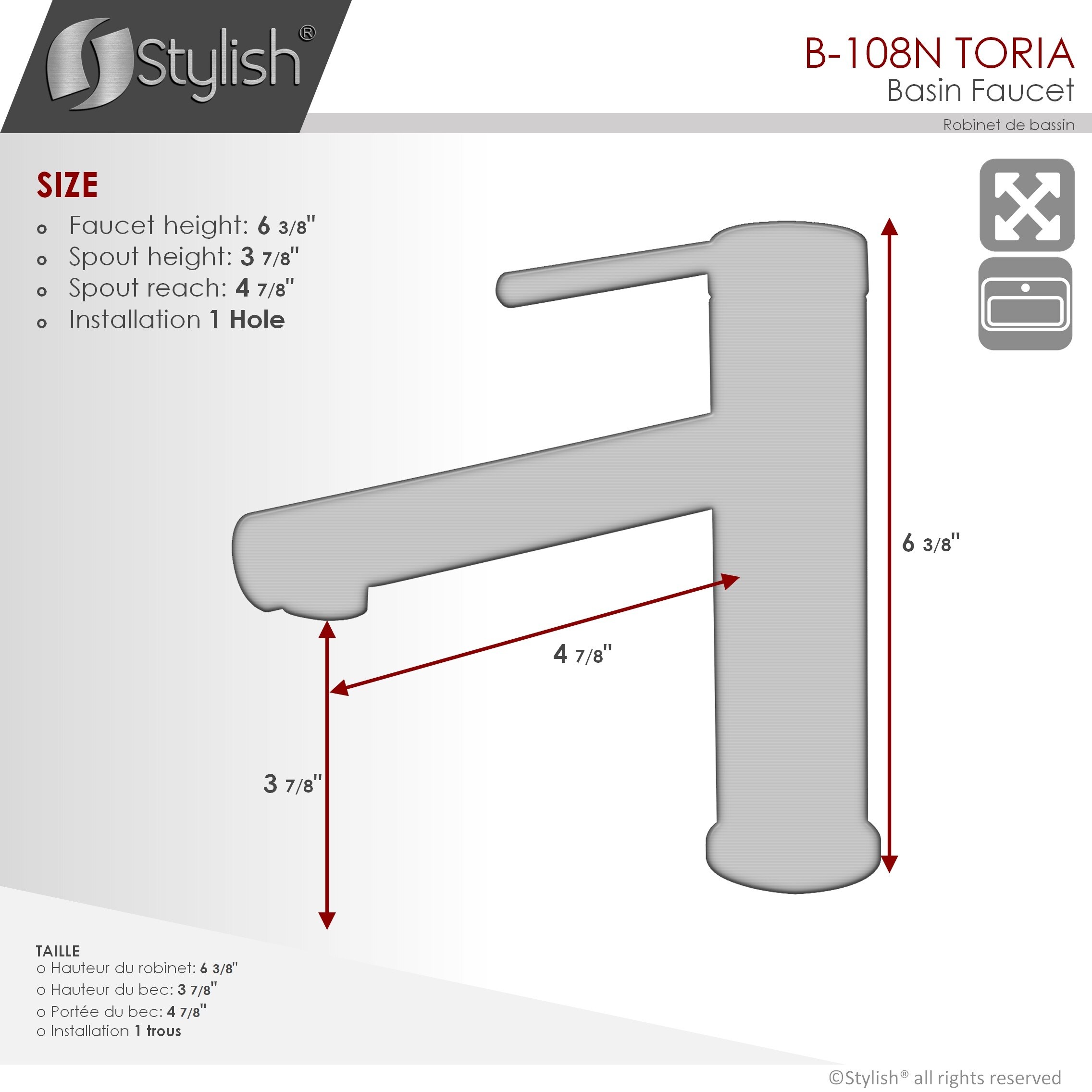 Stylish B-108N Lavatory-Faucets - View #3