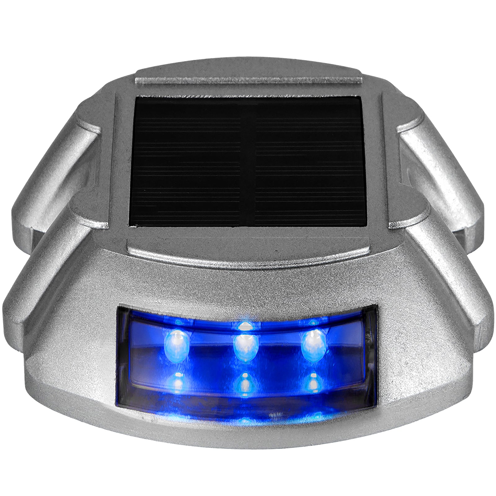 Solar-Powered Blue LED Pathway Lights Multipack with Cast Aluminum Shell