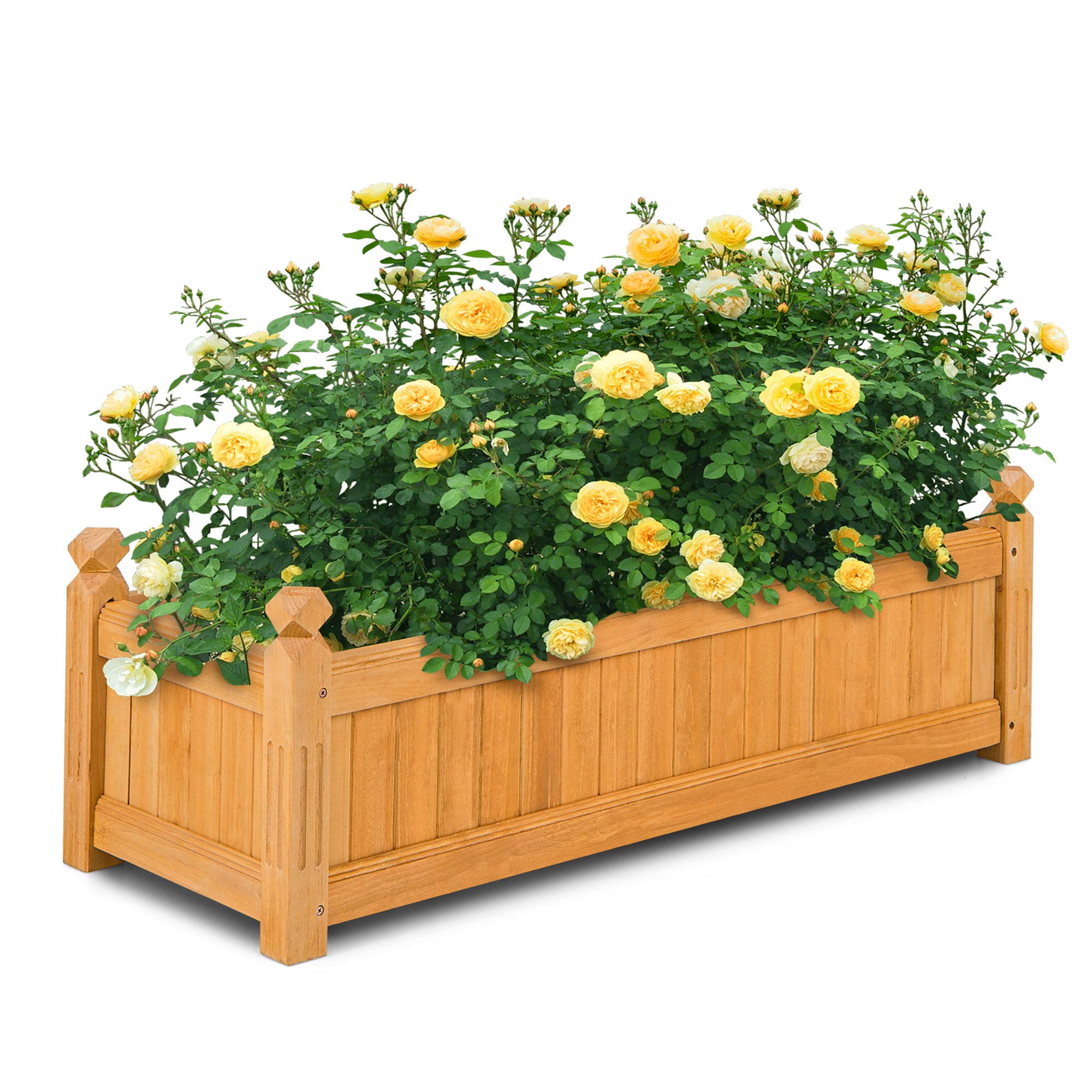 Costway LWS00548 16-in W x 43.5-in L x 14-in H Natural Wood Raised Garden Bed