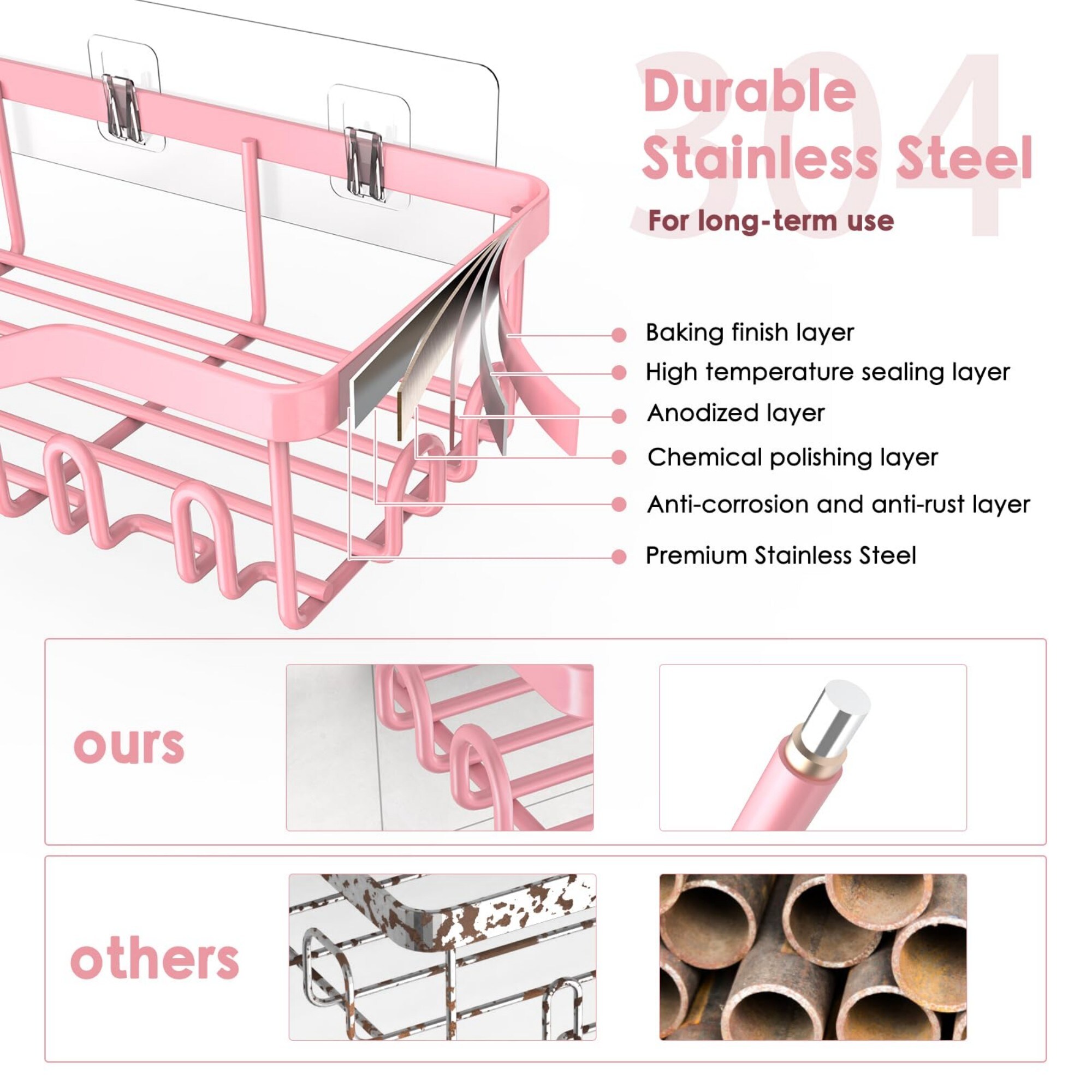 Wudkey L4-MN2Y8Z Hanging-Shower-Caddies - View #4