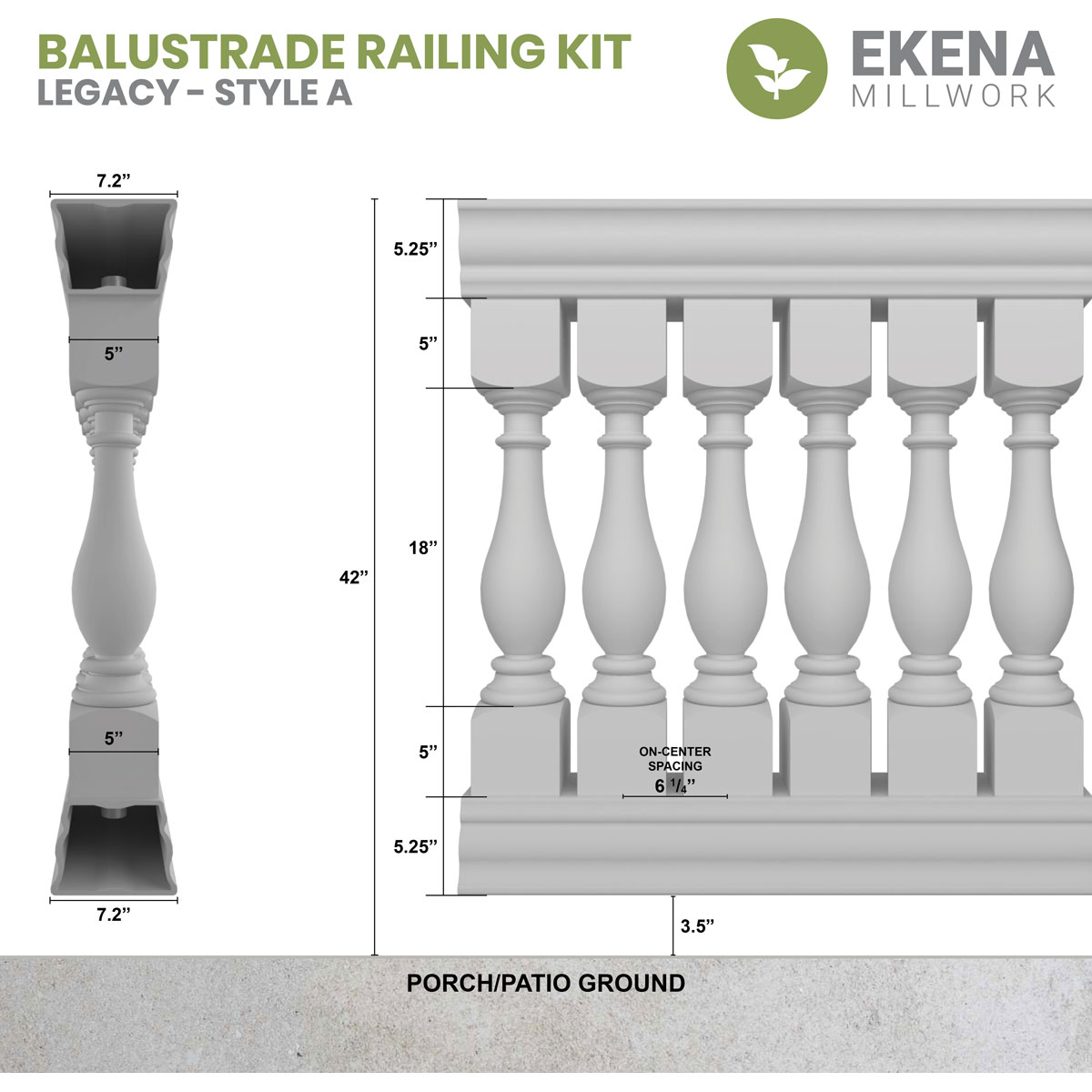 Ekena Millwork BALK42X120LGA railings - View #2