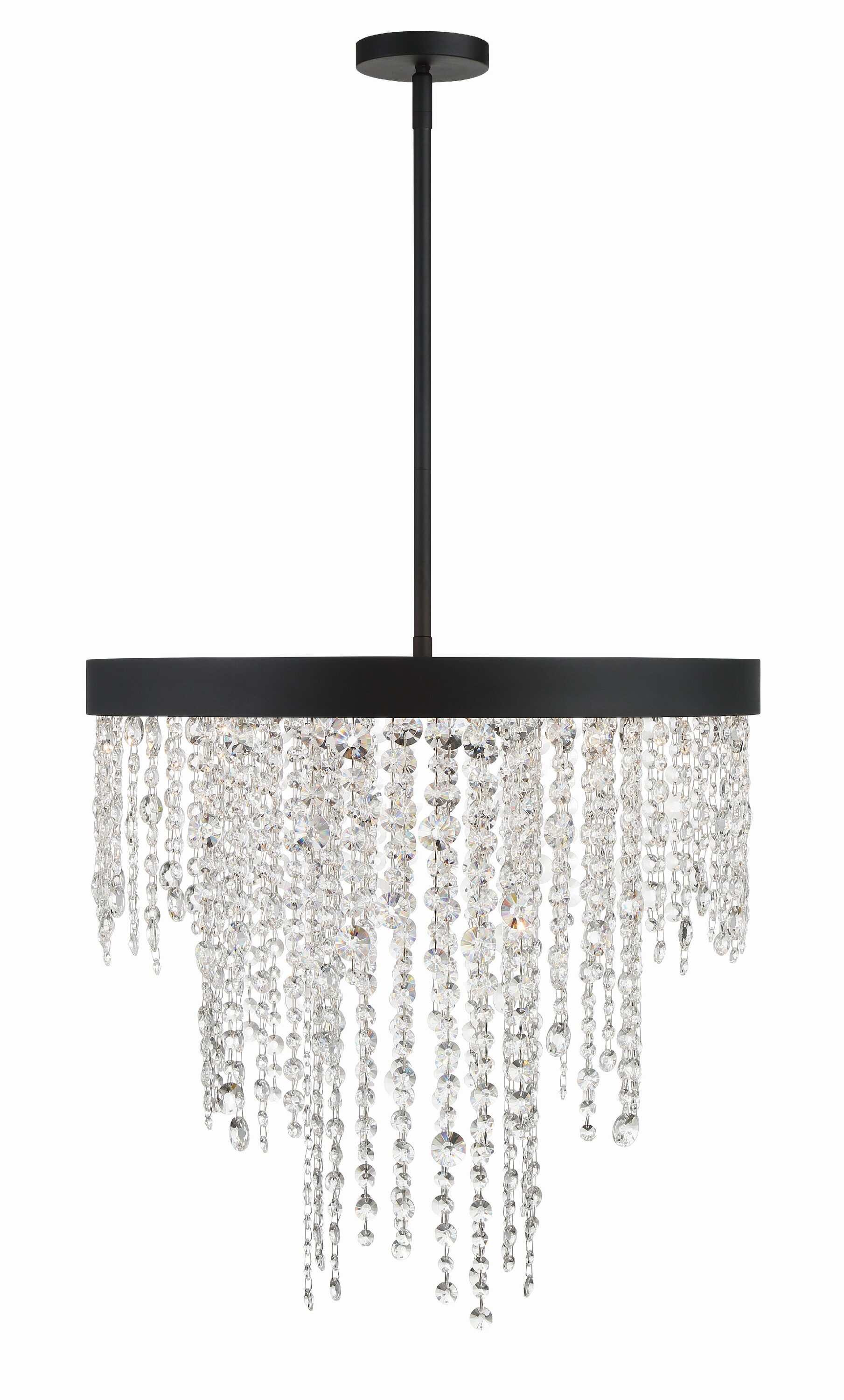 Crystorama WIN-616-BF-CL-MWP Winham 6 -Light Distressed Black Transitional Crystal For Use in Bathrooms, Bedrooms, Dining Rooms, Foyers, Kitchens, Living Rooms Chandelier