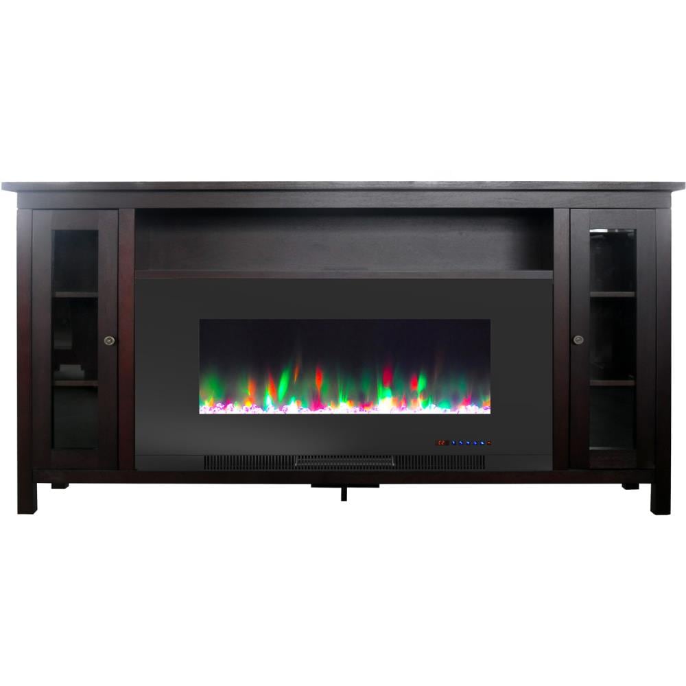 Cambridge 69.7-in W Mahogany/Black TV Stand with LED Electric Fireplace CAM6938-1MAH Sansujyuku sansujyuku.com