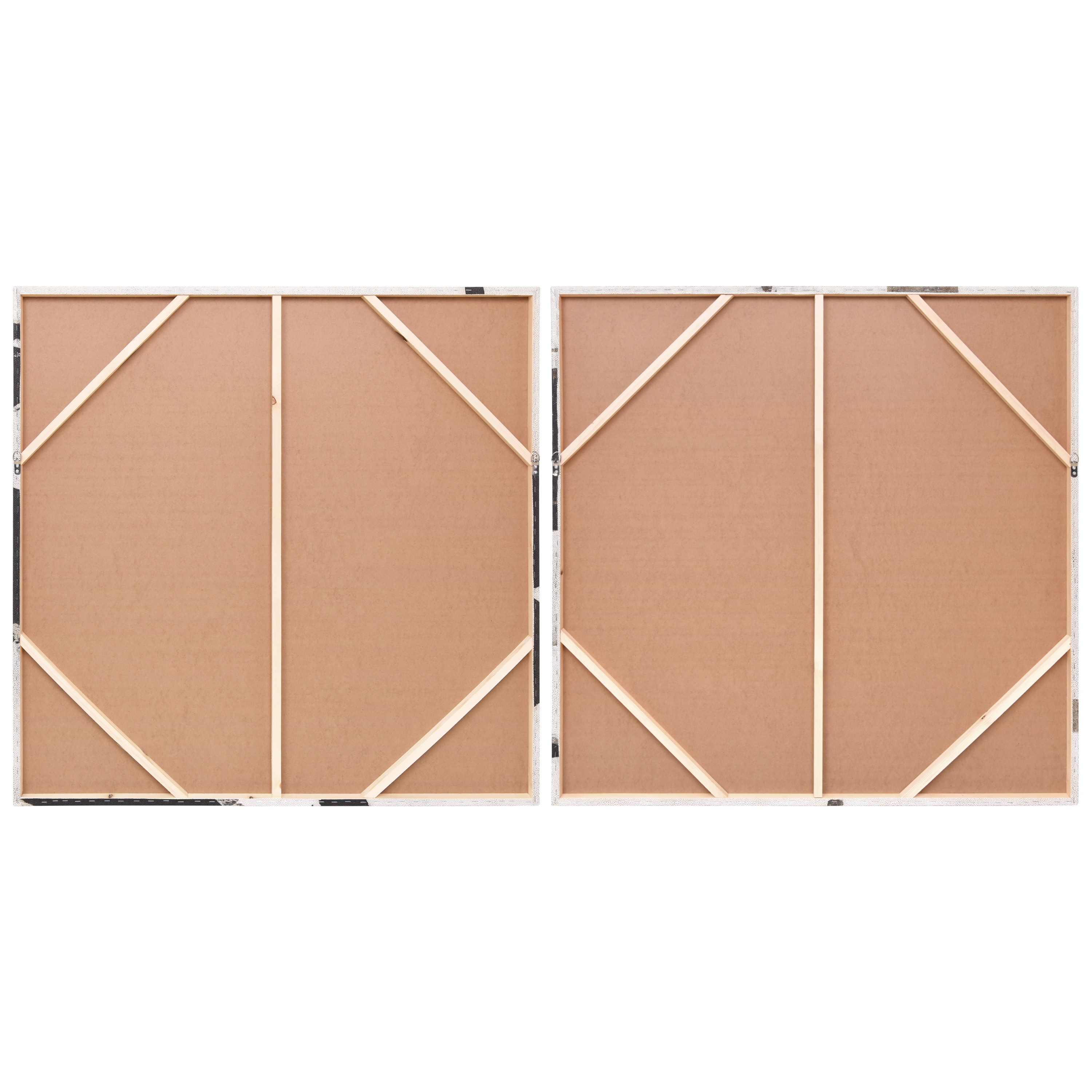Bold Abstraction Black and White Art on Gold Shagreen Canvas Set