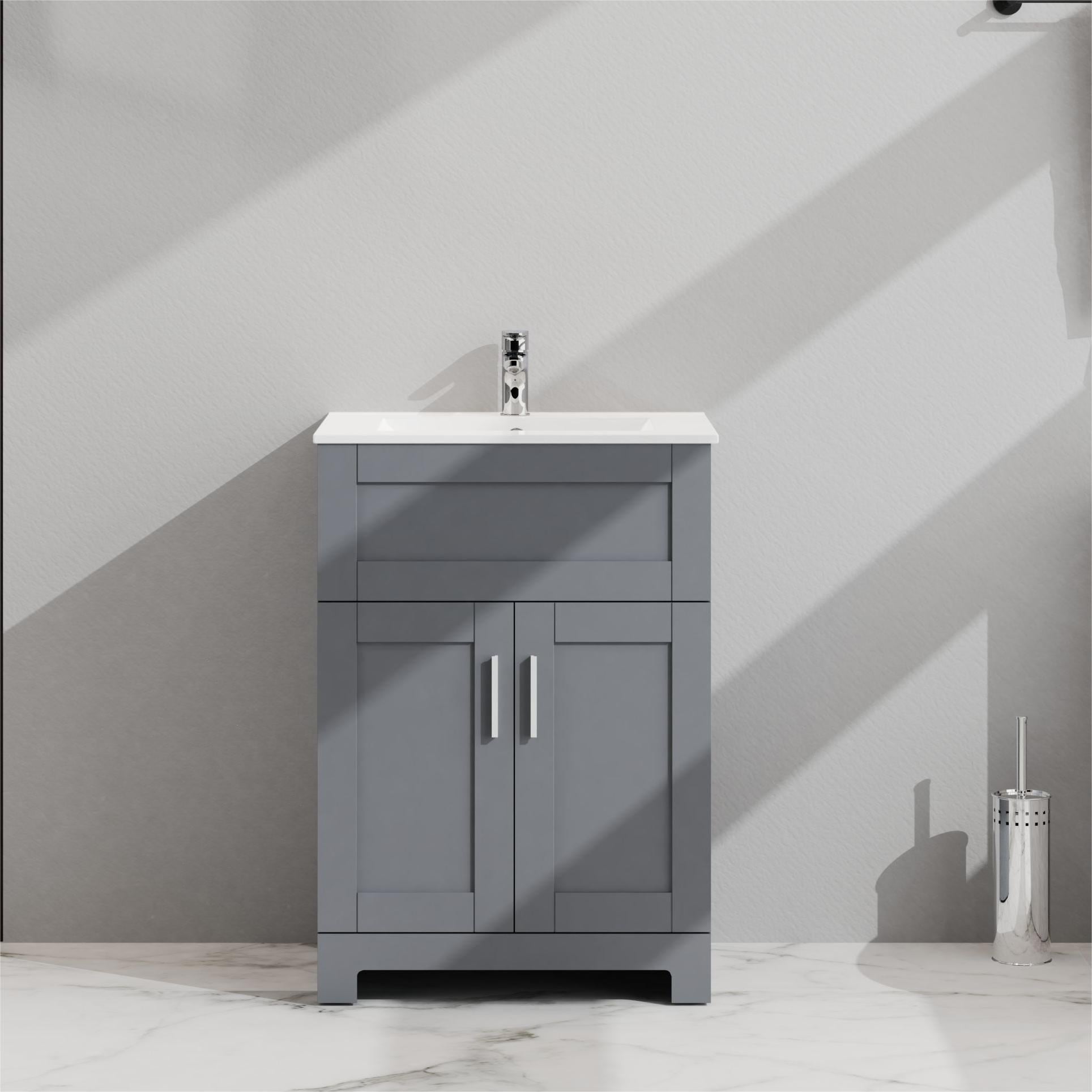 LIVIZA 18.5-in x 24-in 1 -Basin Gray Freestanding Laundry sink with Cabinet