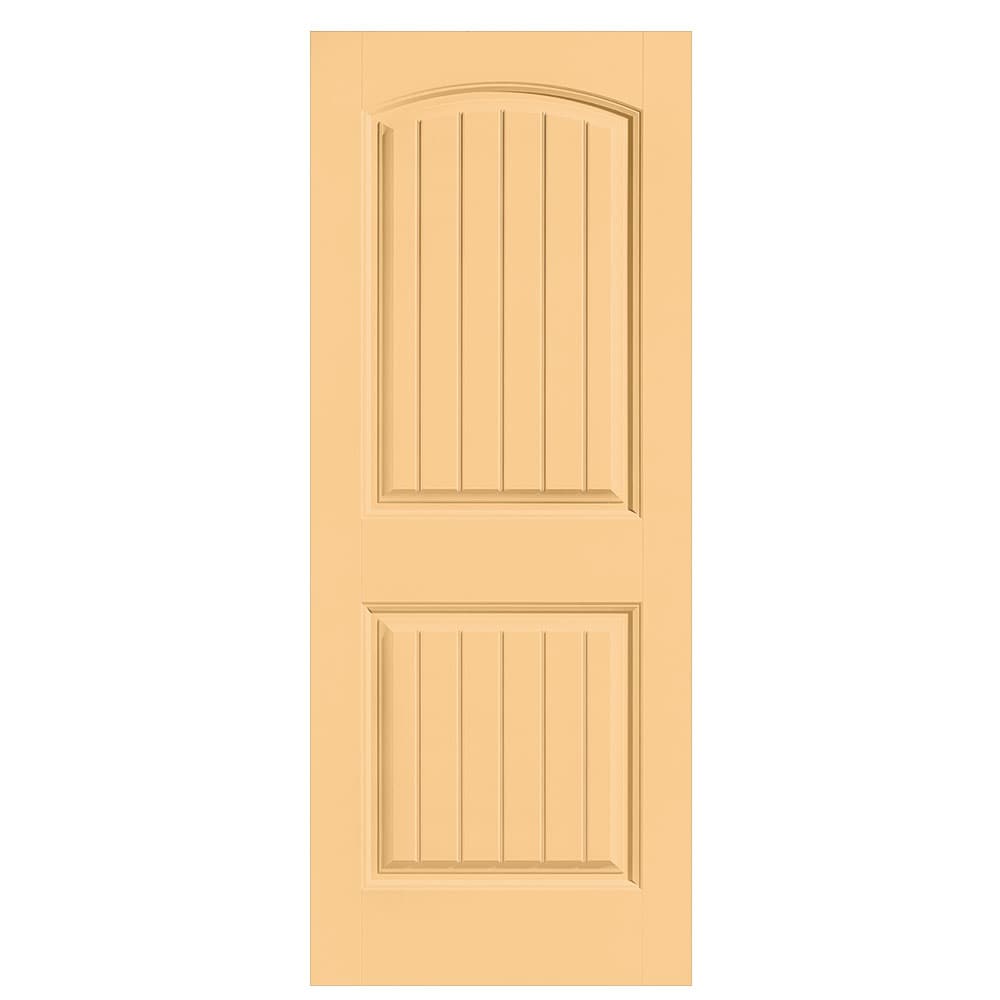 Masonite 1443699 Cheyenne 32-in x 80-in Marigold 2-panel round top plank Smooth Solid core Prefinished Molded composite Slab Door