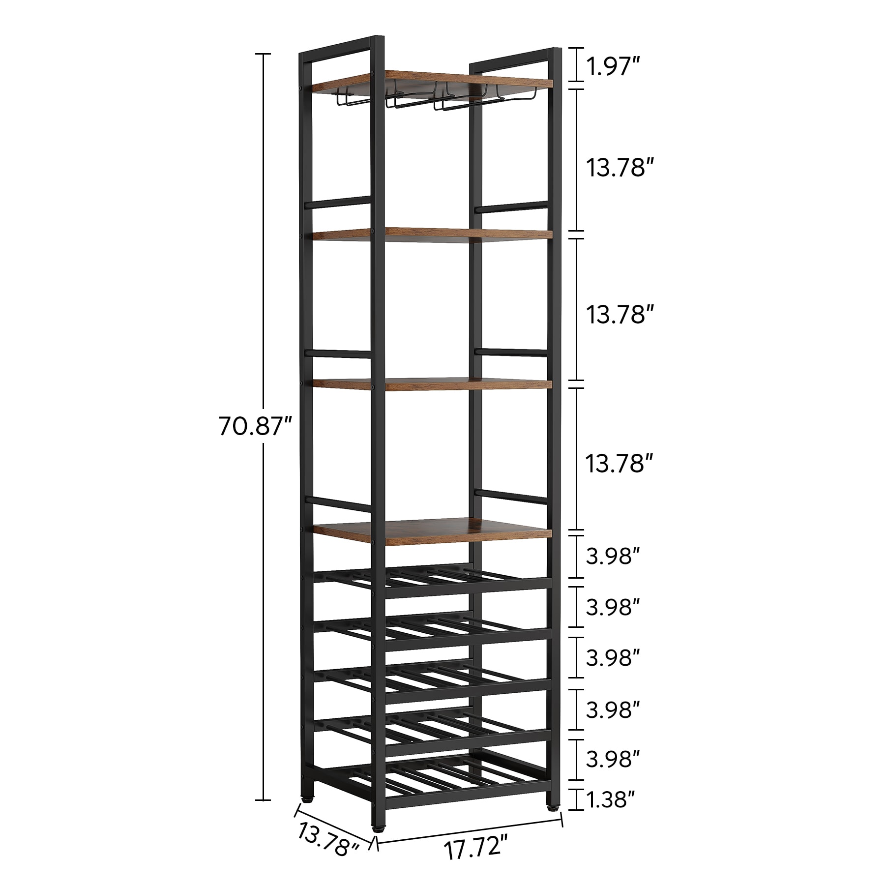 Tribesigns Rustic Brown Wine Rack Table with Wine Glass Holder and ...