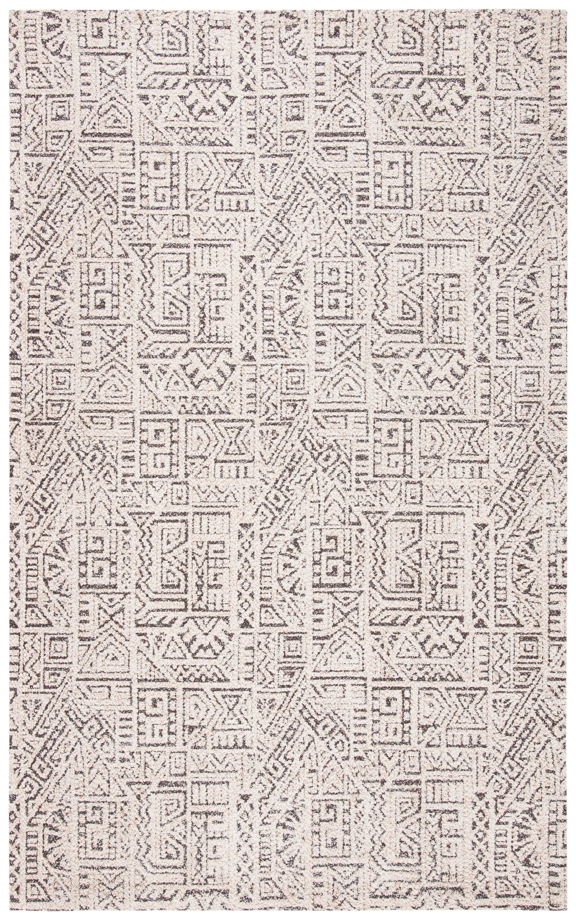 Ivory Geometric Flat Woven Rectangular Area Rug, 3' x 5'