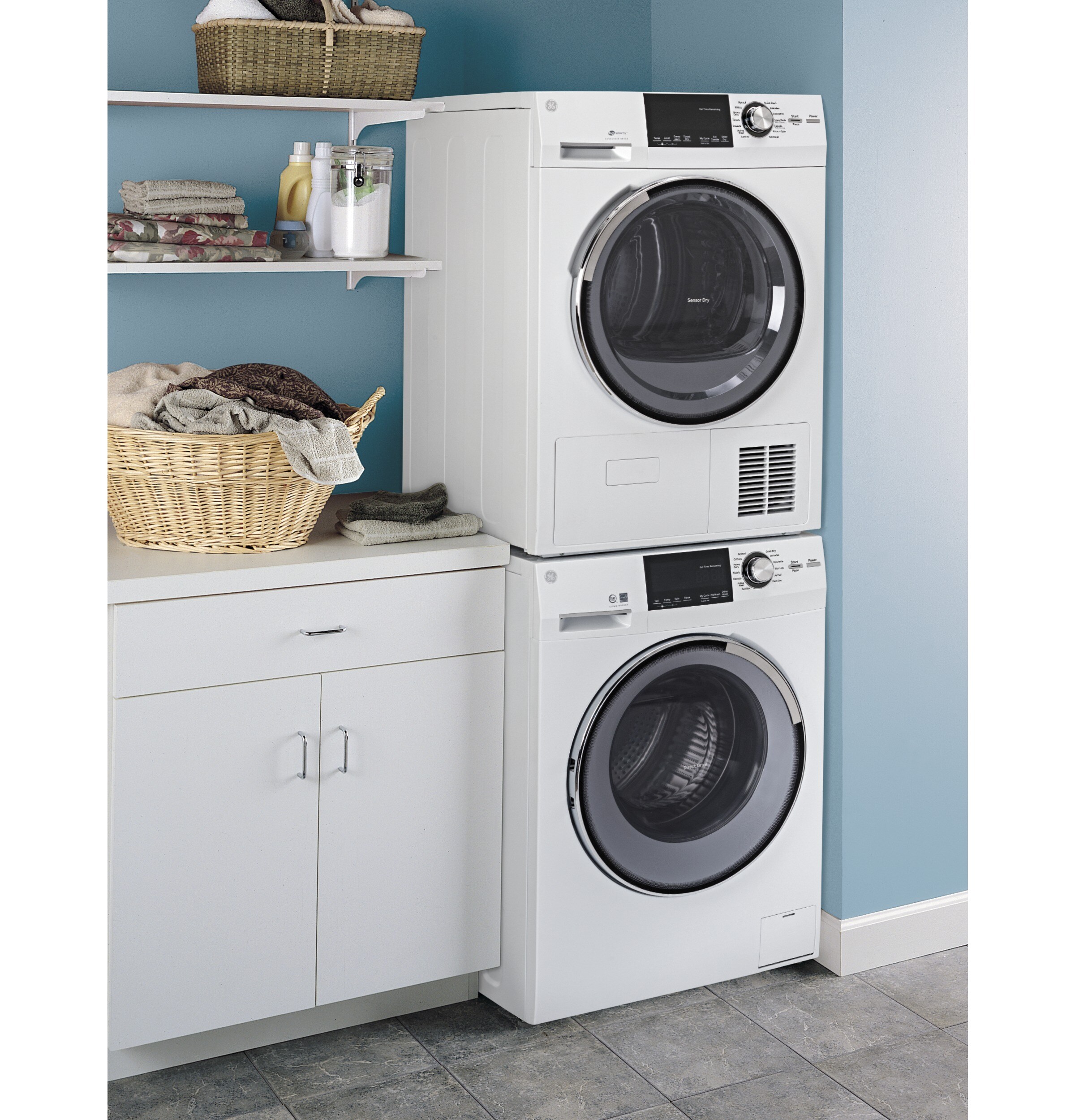 GE 4-cu ft Stackable Ventless Electric Dryer (White) at Lowes.com