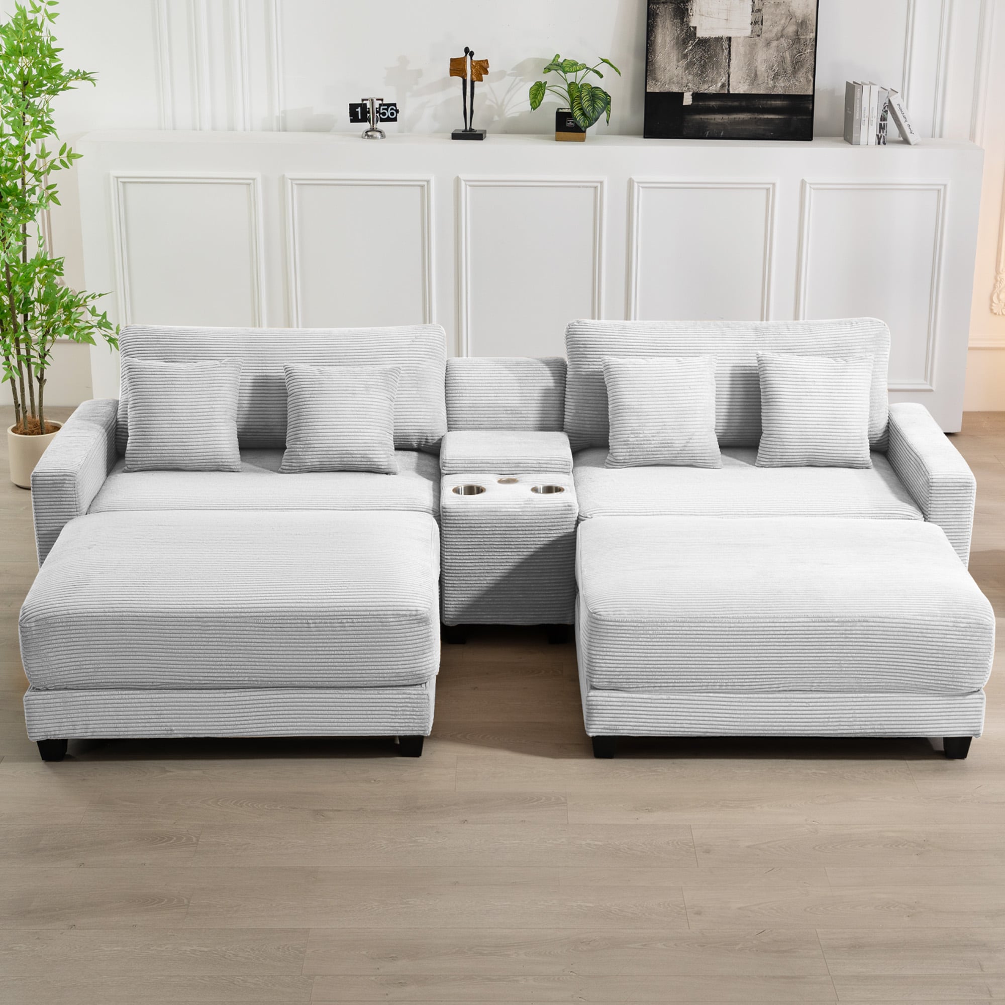 JEAREY JE-XNECWSF-BE Sectional sofa 118-in Modern Gray 4 -seater Sectional