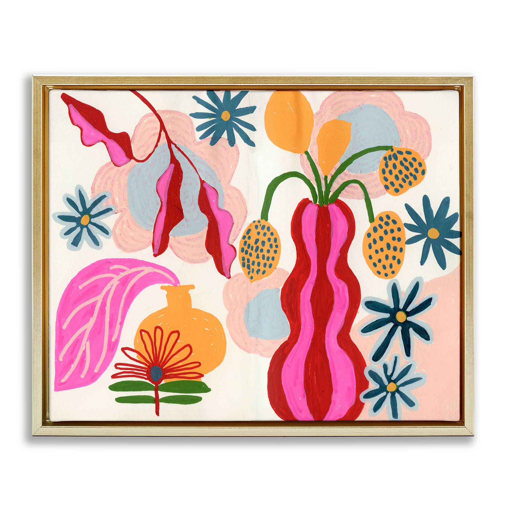 Stupell Industries BT-308-FFG-16X20 Eclectic Mod Flower Vases Floating Frame design by Suzanne Allard