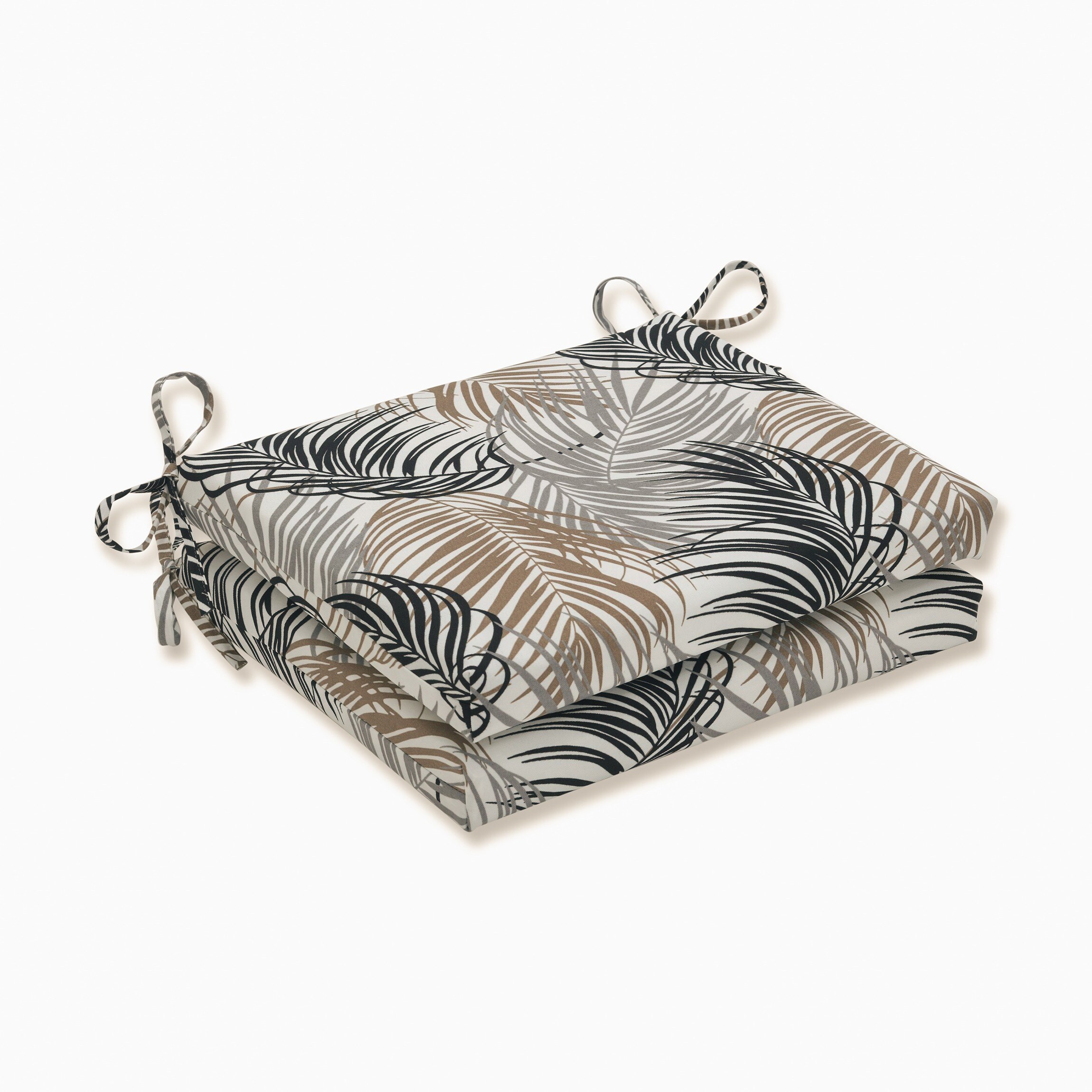 Pillow Perfect 640747 Setra Stone 18.5-in x 16-in 2-Piece Black Patio Chair Cushion