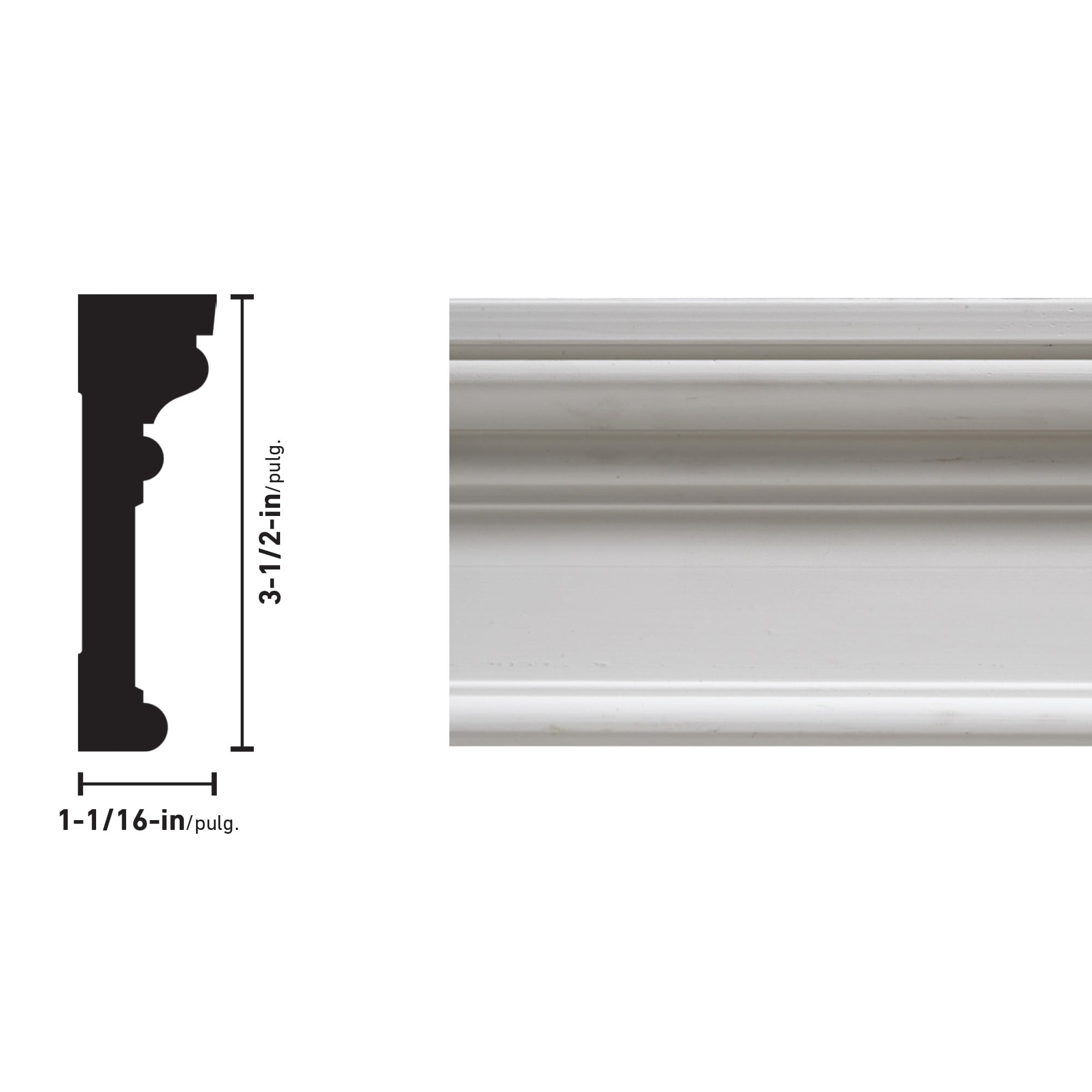 1330-8PRIM02GLD-Primed White Hardwood Chair Rail Moulding — Ornamental  Decorative Millwork