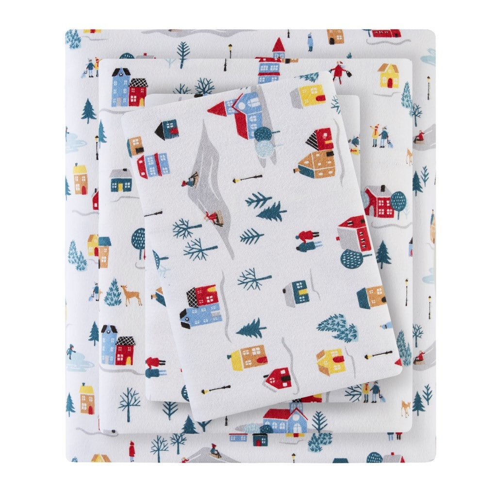 Gracie Mills GRACE-5650-02NT Persephone 4-Peice Cotton Flannel Sheet Set