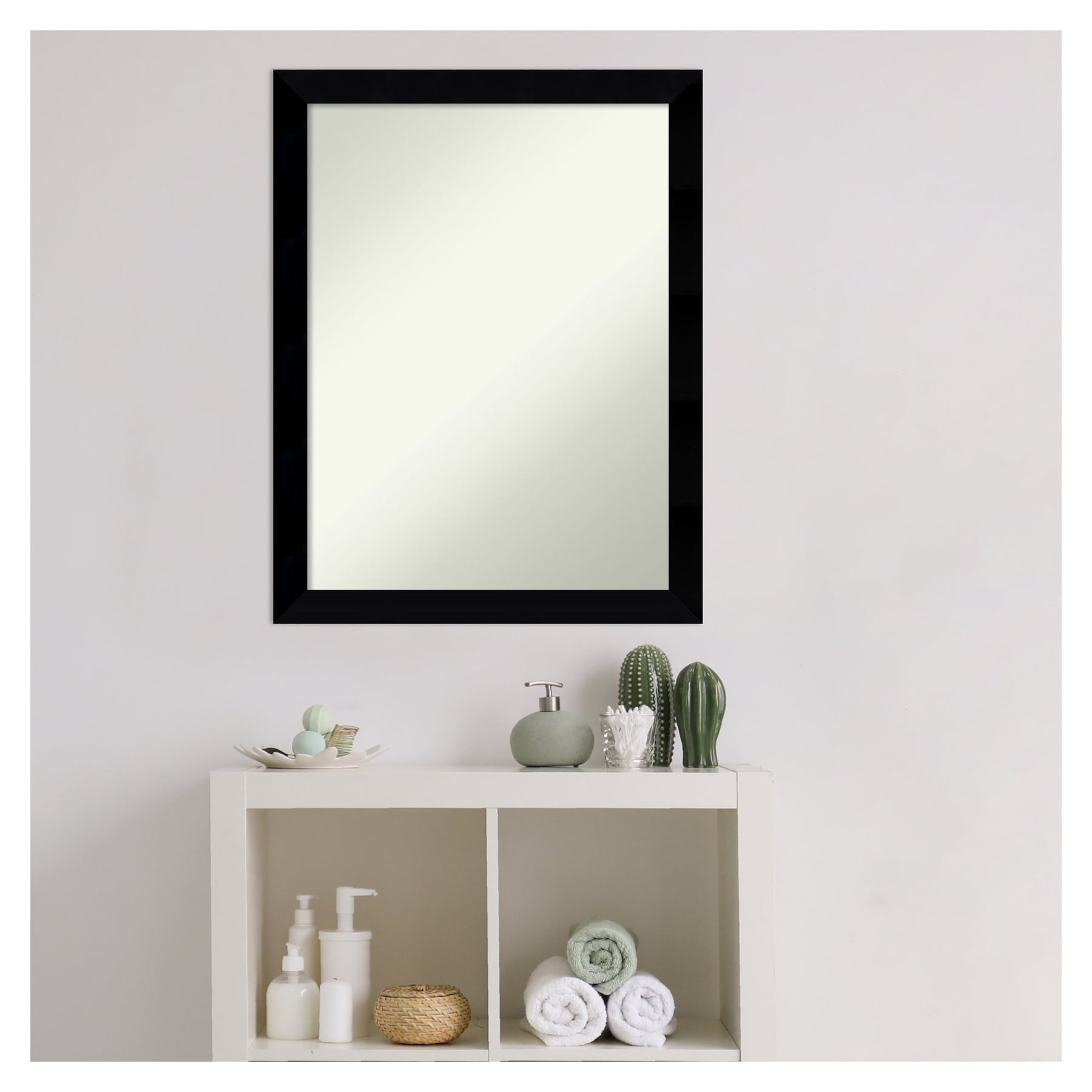 Black Rectangular Wood Bathroom Vanity Mirror