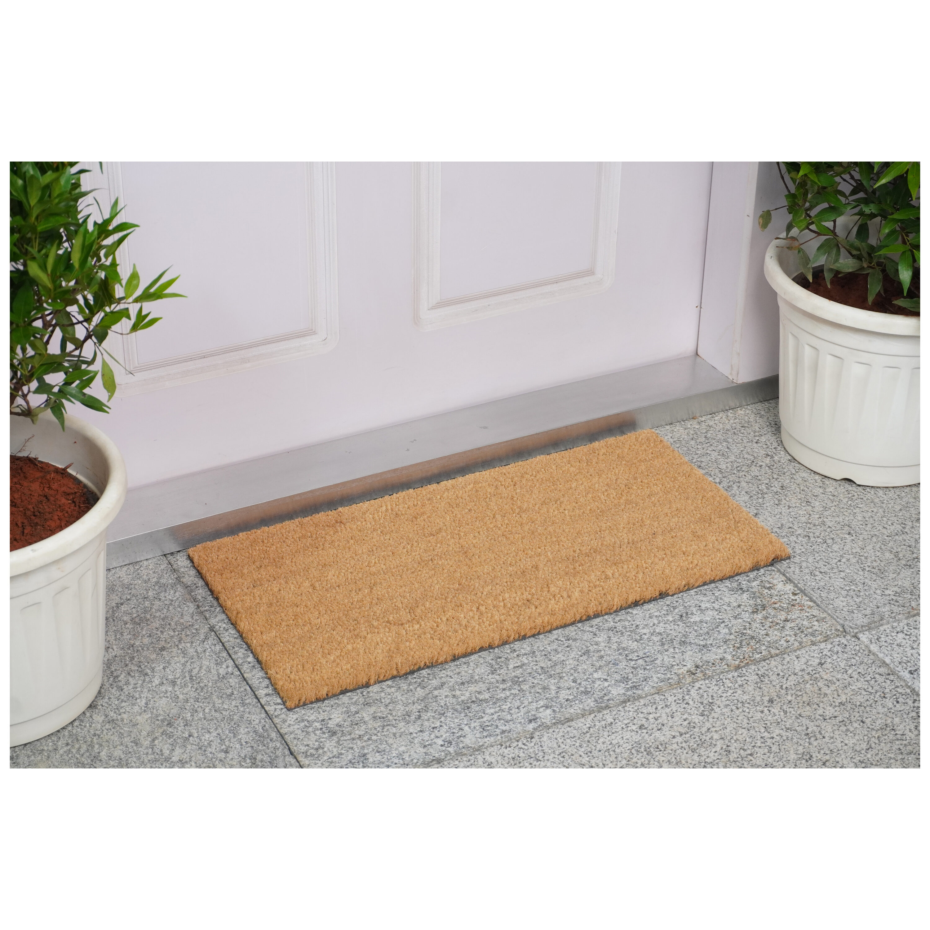 Natural Coir and Vinyl Rectangular Outdoor Doormat 2' x 4'