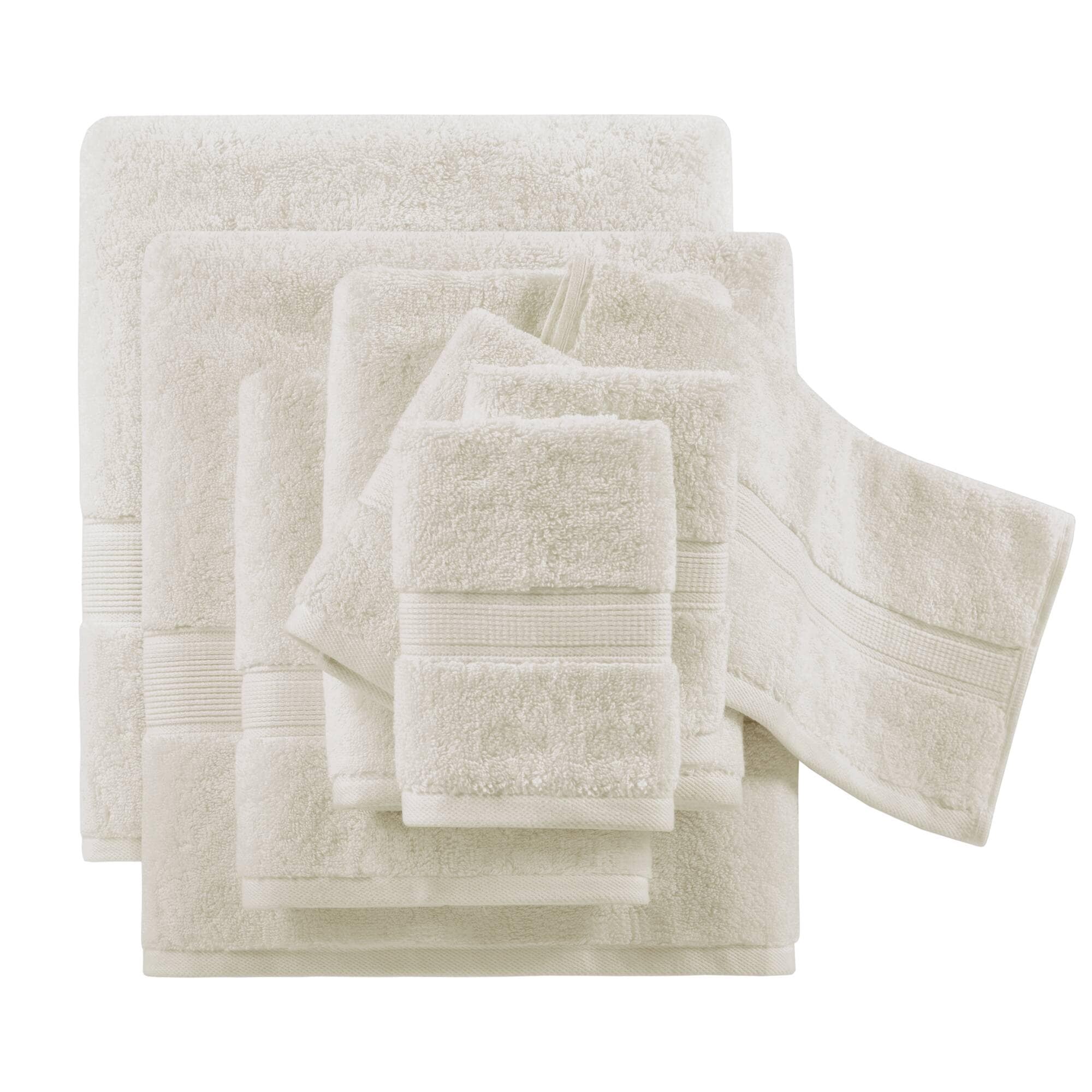 Madison Park Signature MPS73-189 8-Piece Cream Cotton Quick Dry Bath Towel Set (800 GSM)
