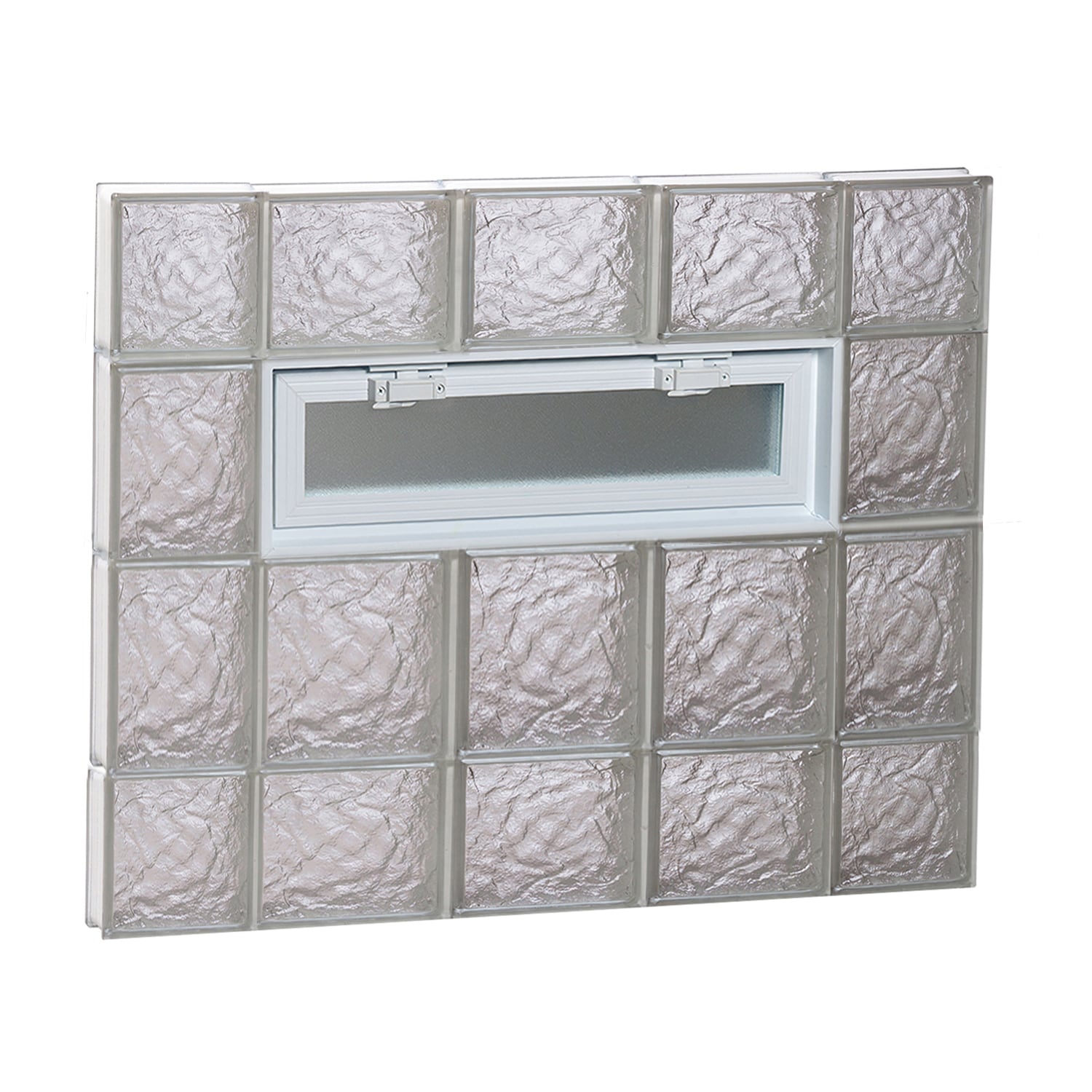 REDI2SET V3628IS Ice Glass 34-3/4-in x 27-in Frameless Replacement Vented Glass Block Window