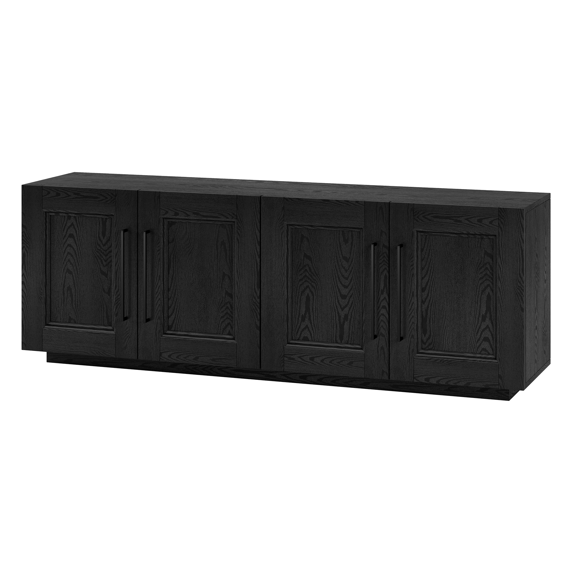 Black Grain MDF 68" TV Stand with Cabinets